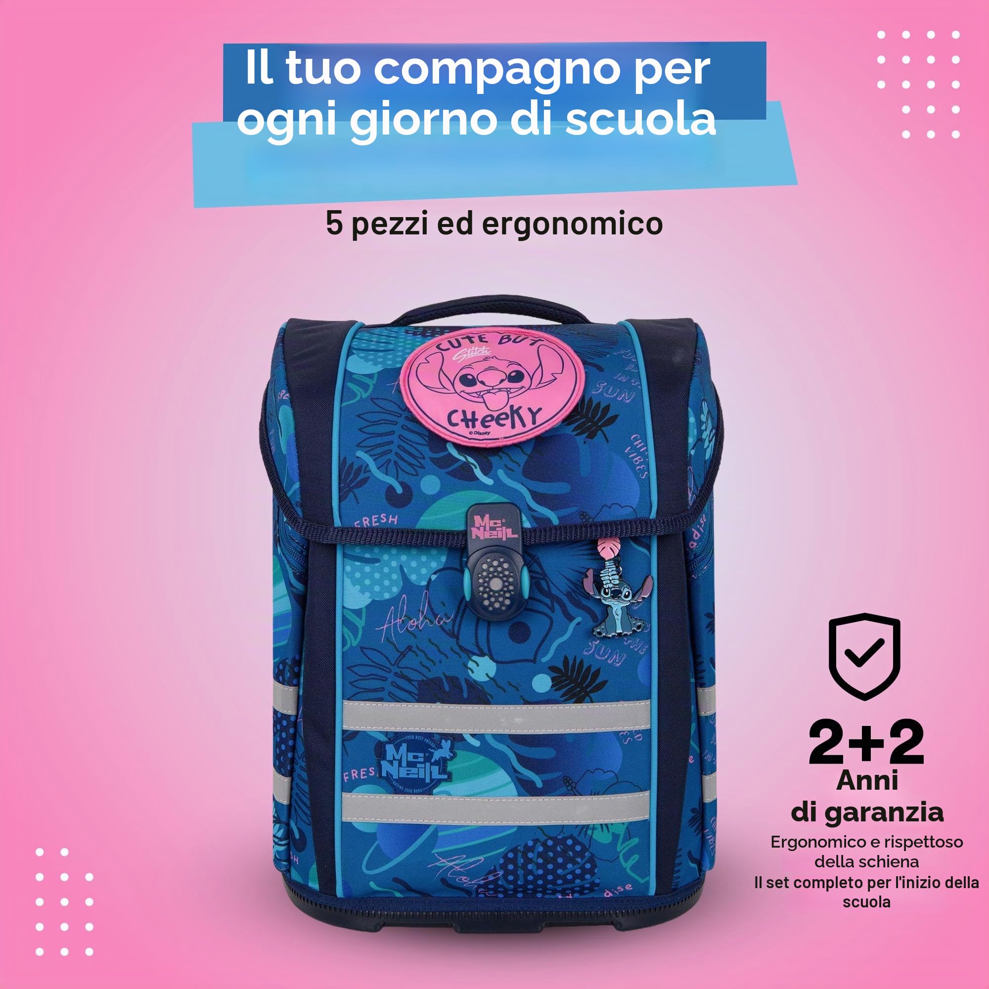 McNeill Set di zaini per la scuola PERFECTO – 5 pezzi – Collezione 2024