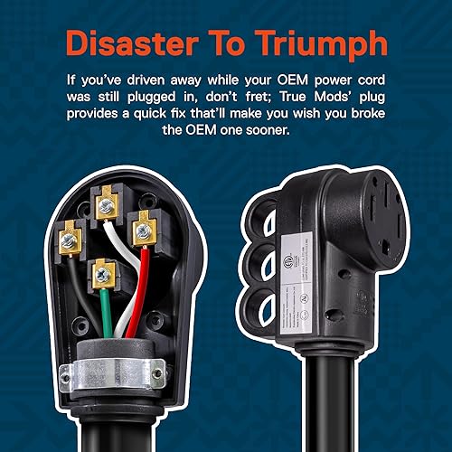 Miniatura 5 de True Mods NEMA 14-50R 125250V 50A Cable de alimentación de RV hembra de repuesto para 63 + 81 AWG 4 cables mango de agarre EZ listado ETL