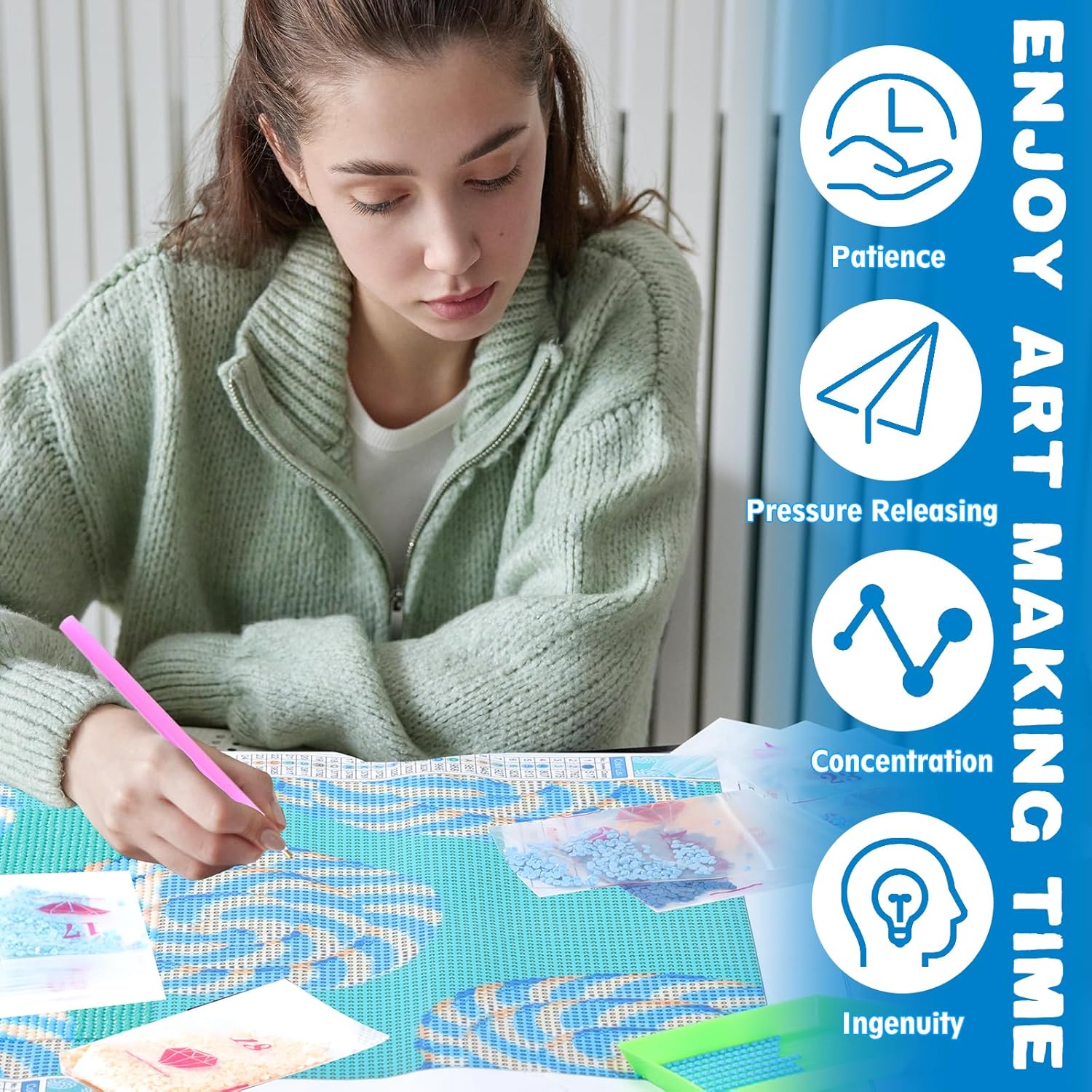 KAYEIUU Diamond Painting Kits for Adults DIY 5D Cute Dog Pug Round Diamond Impressionist Animal Style Full Diamond Diamond, Home Wall Decor Gift Gemstone Art Painting Kits 12x16inch