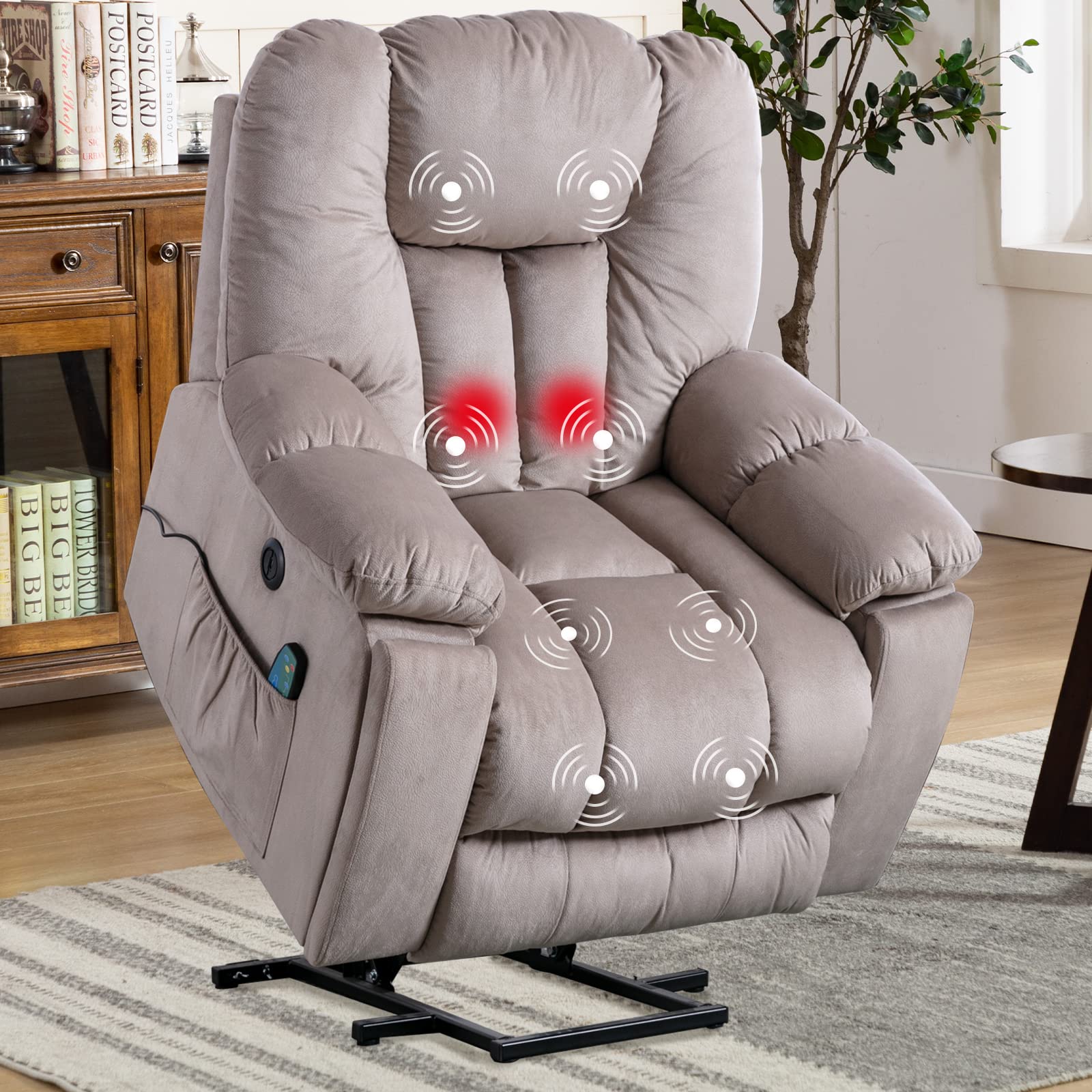Buy ANJ Large Massage Power Lift Recliner Chairs with Heat for Elderly