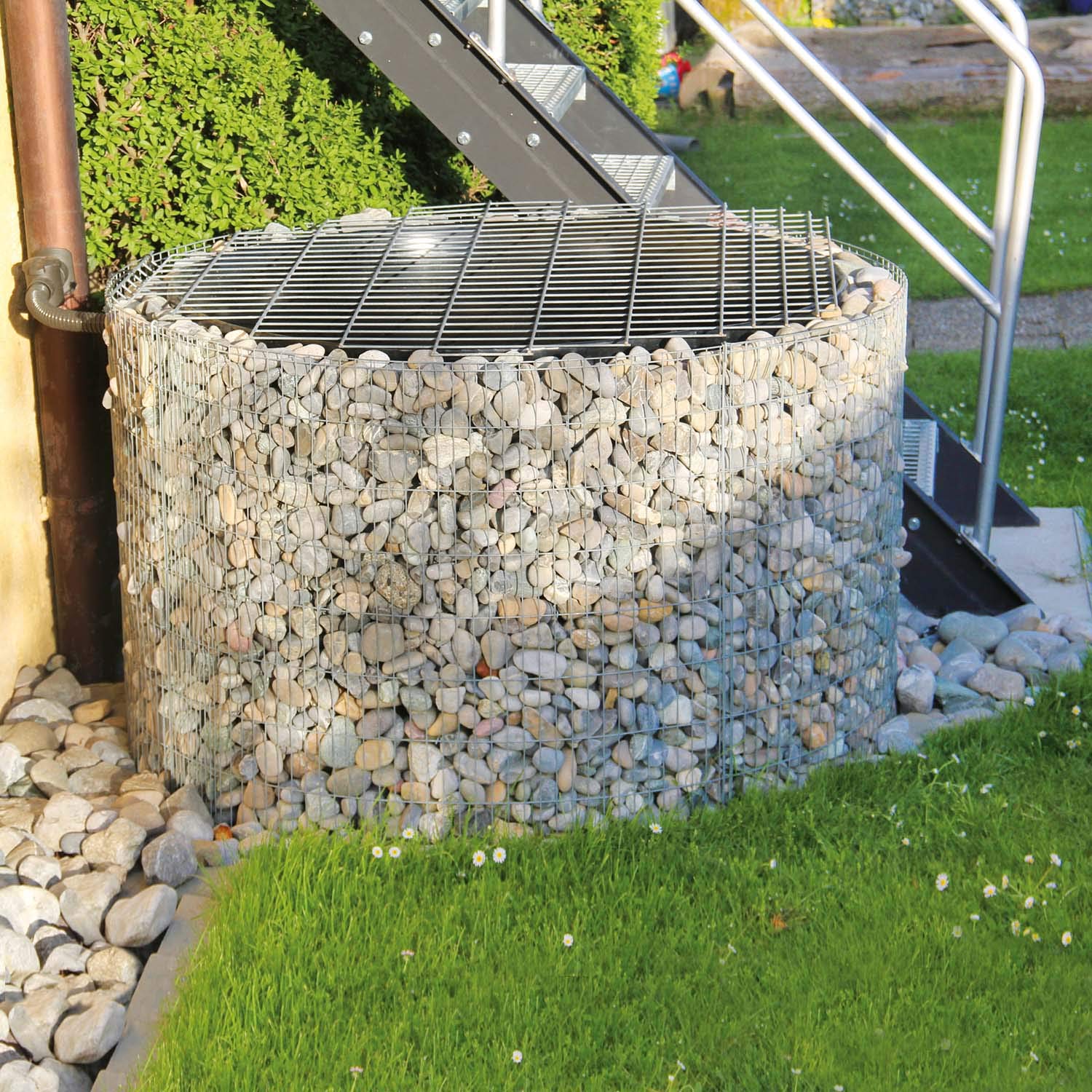 bellissa collecteur d'eau de Pluie - 95560 - citerne d'eau de Pluie pour Jardin - Bassin récupérateur d'eau, bâche de Bassin et Film de séparation Inclus - diamètre 130/110 cm, Hauteur 80 cm