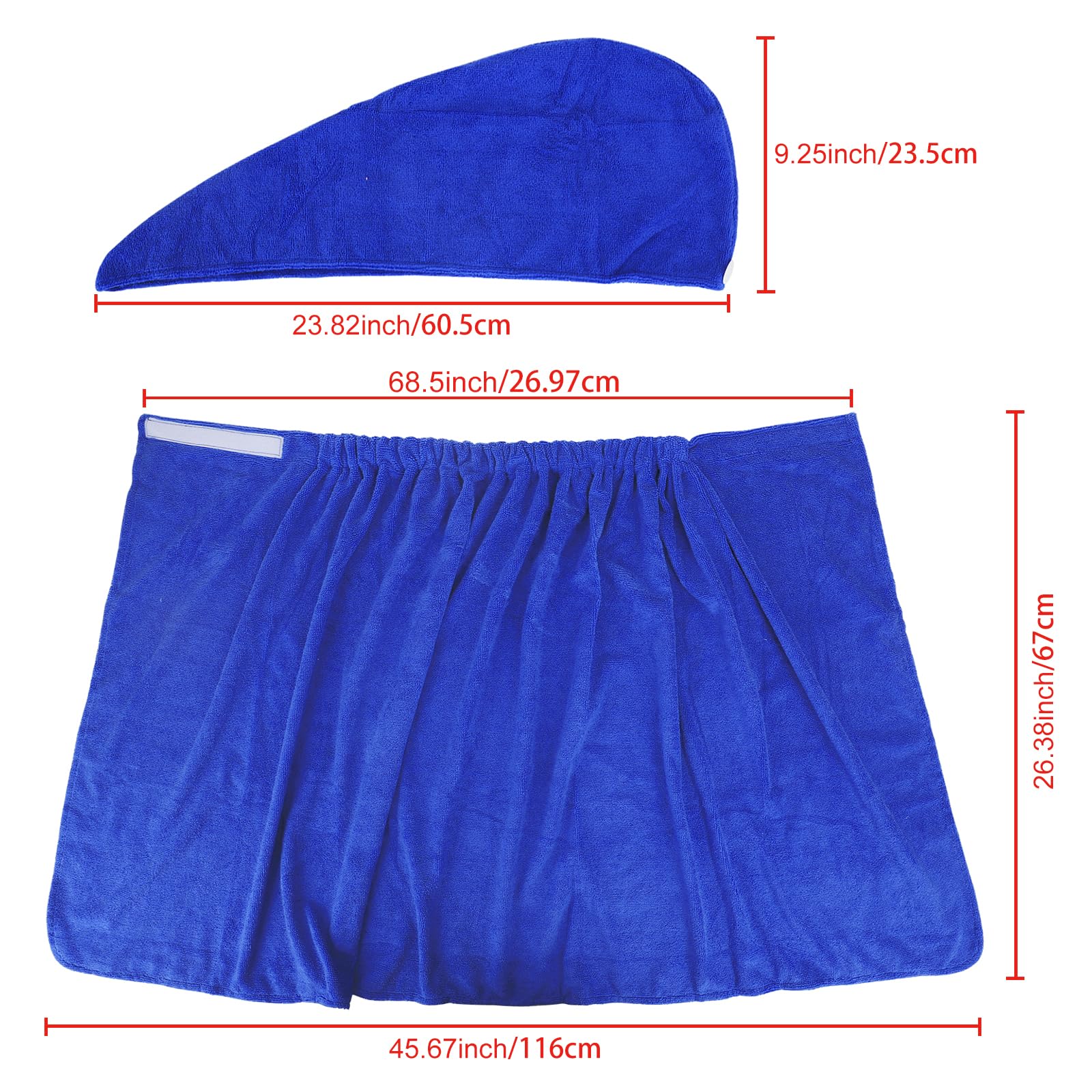 YJZQ Kilt da sauna da donna con asciugamano per capelli, set di asciugamani per sauna, accappatoio con chiusura in velcro ed elastico per spa, doccia e bagno