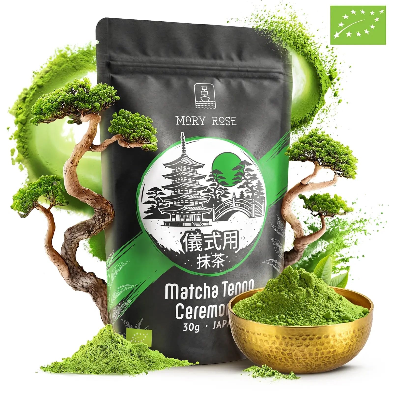 Kit matcha japonais bio Mary Rose coffret cadeau avec chawan chasen