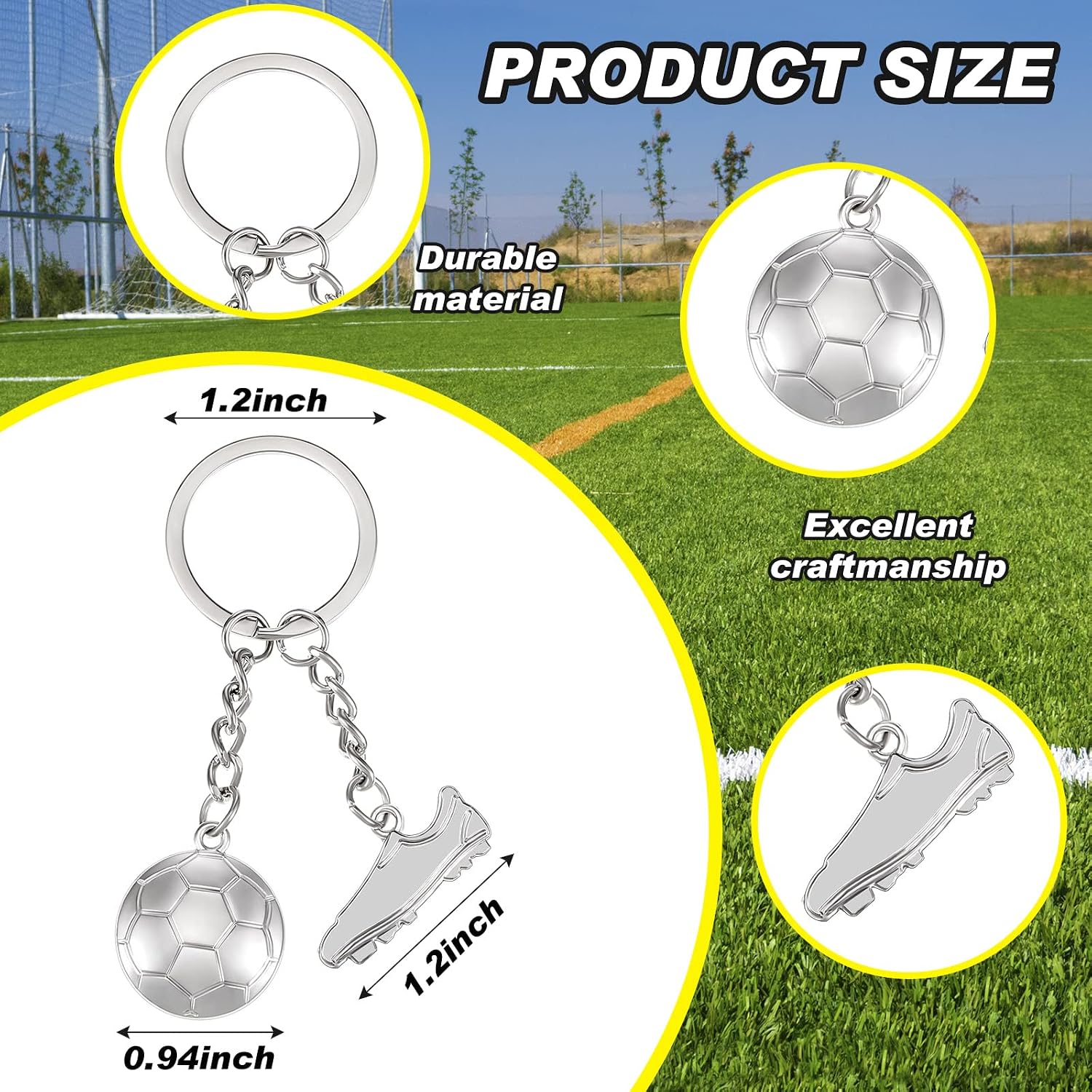 Taiyin Soccer Keychains Bulk Soccer Ball Football Party Favors Sports Ball Keychains for Gift Bag Fillers Fan Men Women