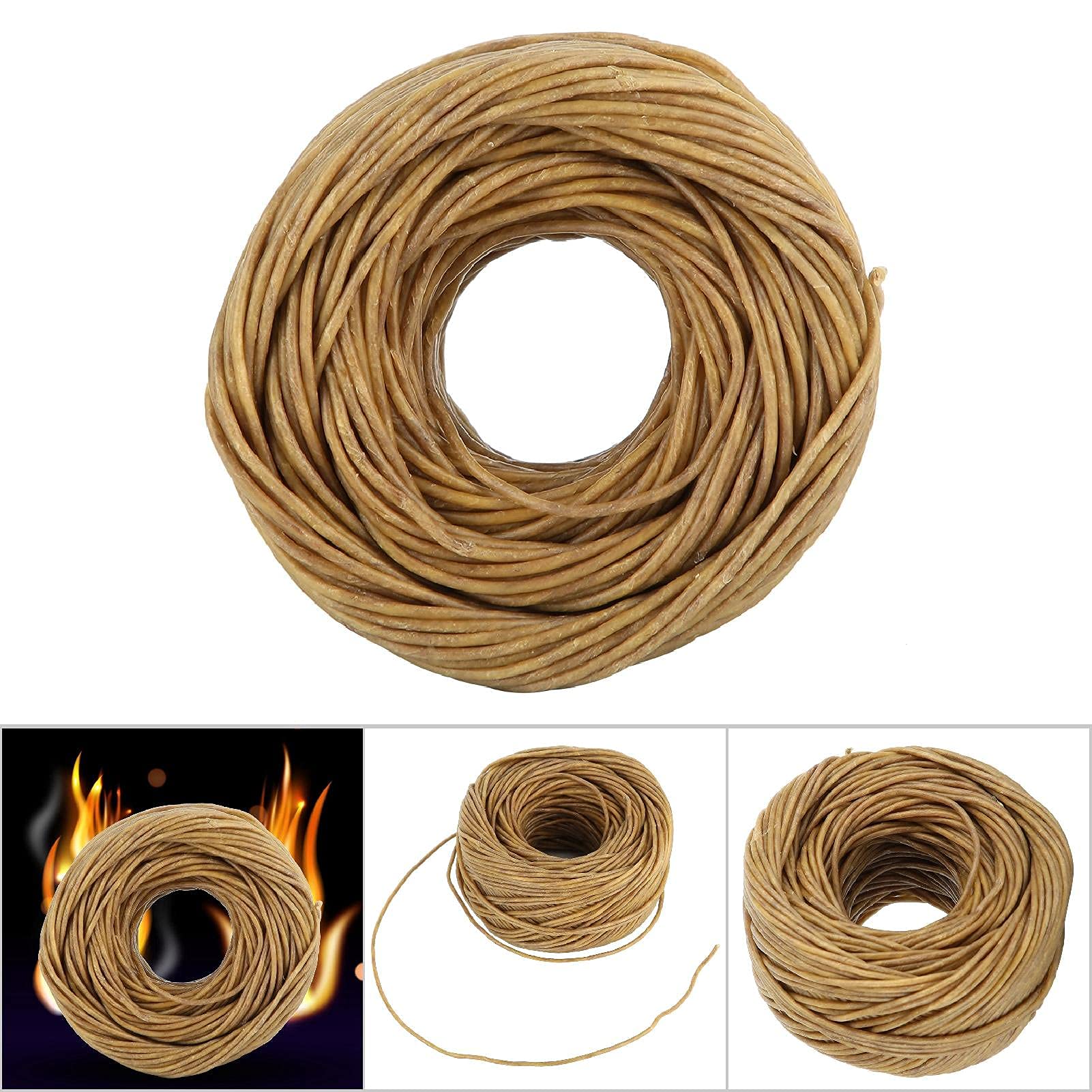 61m Ciré Bougie Mèches, Mèche De 100% Chanvre Bio Avec Cire D'Abeille Revêtement Naturelle Pour La Fabrication De Bougies DIY, Pas De Fumée Ou De Gaz Toxique En Brûlant (Foncé