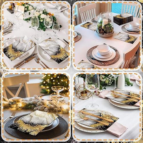Miniatura 5 de Geyoga 100 servilletas de mármol de 2 capas para invitados, toallas de mano desechables, servilletas de papel decorativas para bufé, cocina, baño,