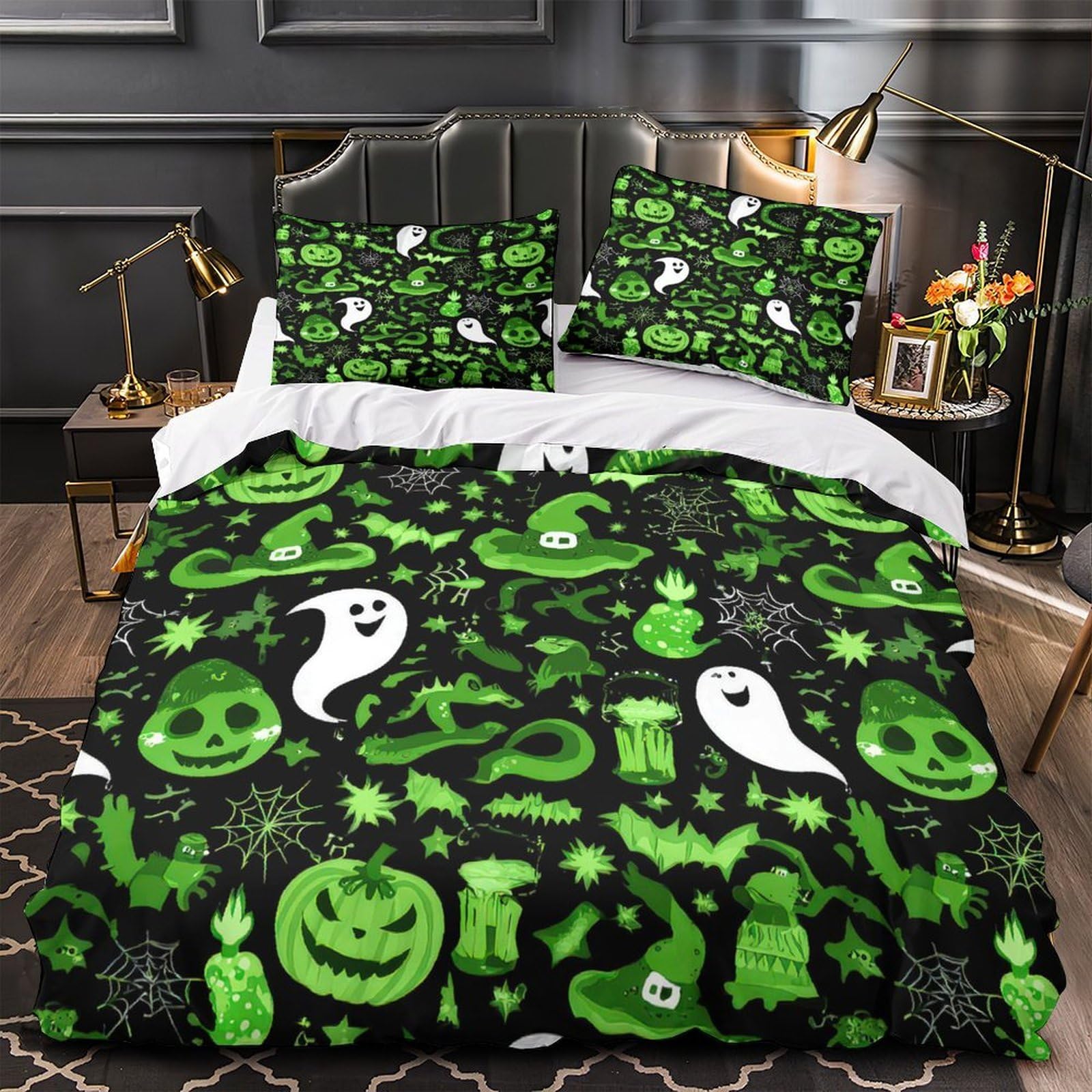Housse de couette chats d'Halloween 200x200cm pour une chambre d'enfant cosy