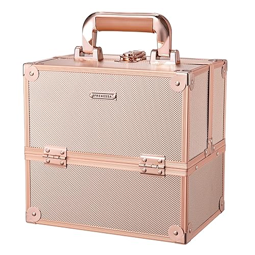 Frenessa Estuche de tren de maquillaje caja de viaje cosmética de oro rosa estuche organizador de maquillaje de belleza 4 bandejas organizador de Frenessa Estuche de tren de maquillaje caja de viaje cosmética de oro rosa estuche organizador de maquillaje de belleza 4 bandejas organizador de