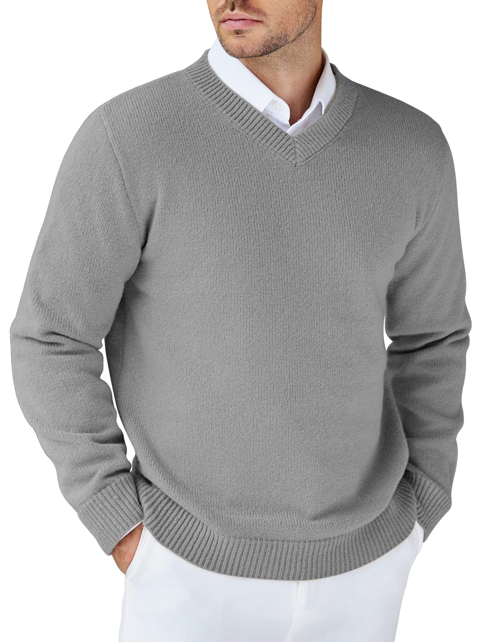 COOFANDY V Ausschnitt Herren Pullover Strickpullover Winterpullover Langarm Herrenpullover V Neck Strickpulli Regular Fit