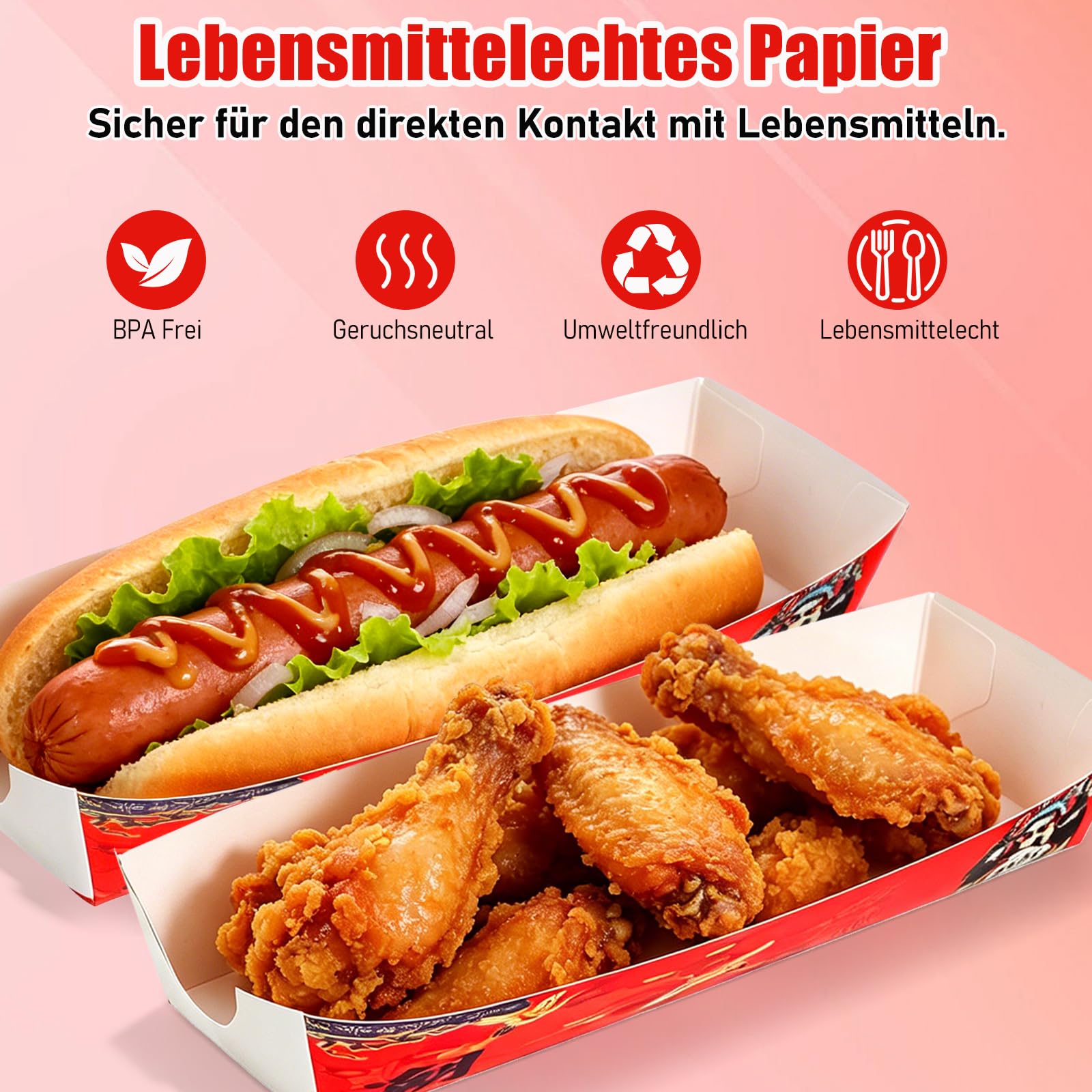 iplusmile Hot Dog Lot de 100 boîtes en papier pour hot dog