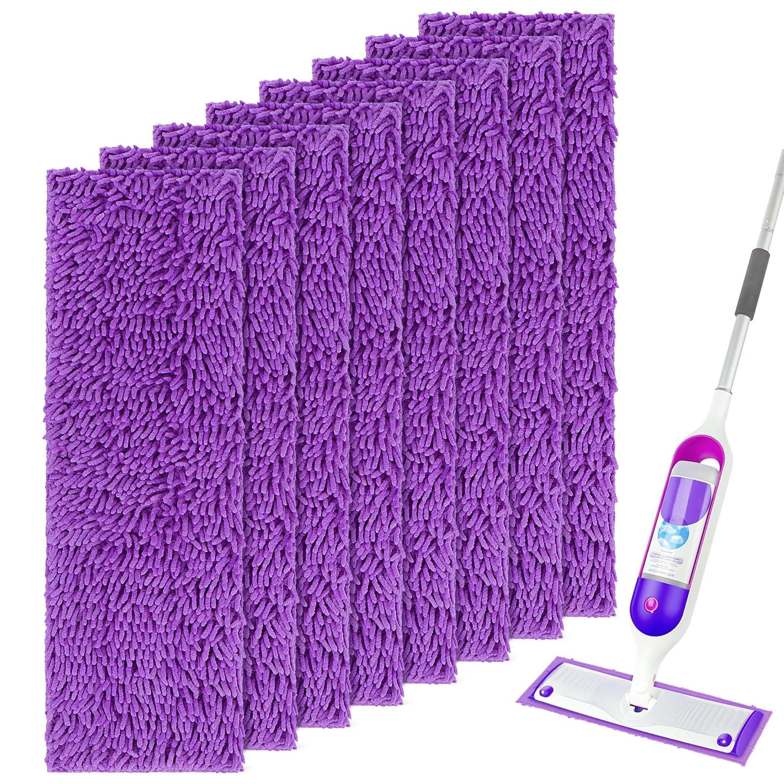 UNIMADE Almohadillas reutilizables para mopa Swiffer PowerMop, paquete de 8 almohadillas de microfibra para mopa de 13 a 15 pulgadas, almohadillas lavables de repuesto para la mayoría de tipos de