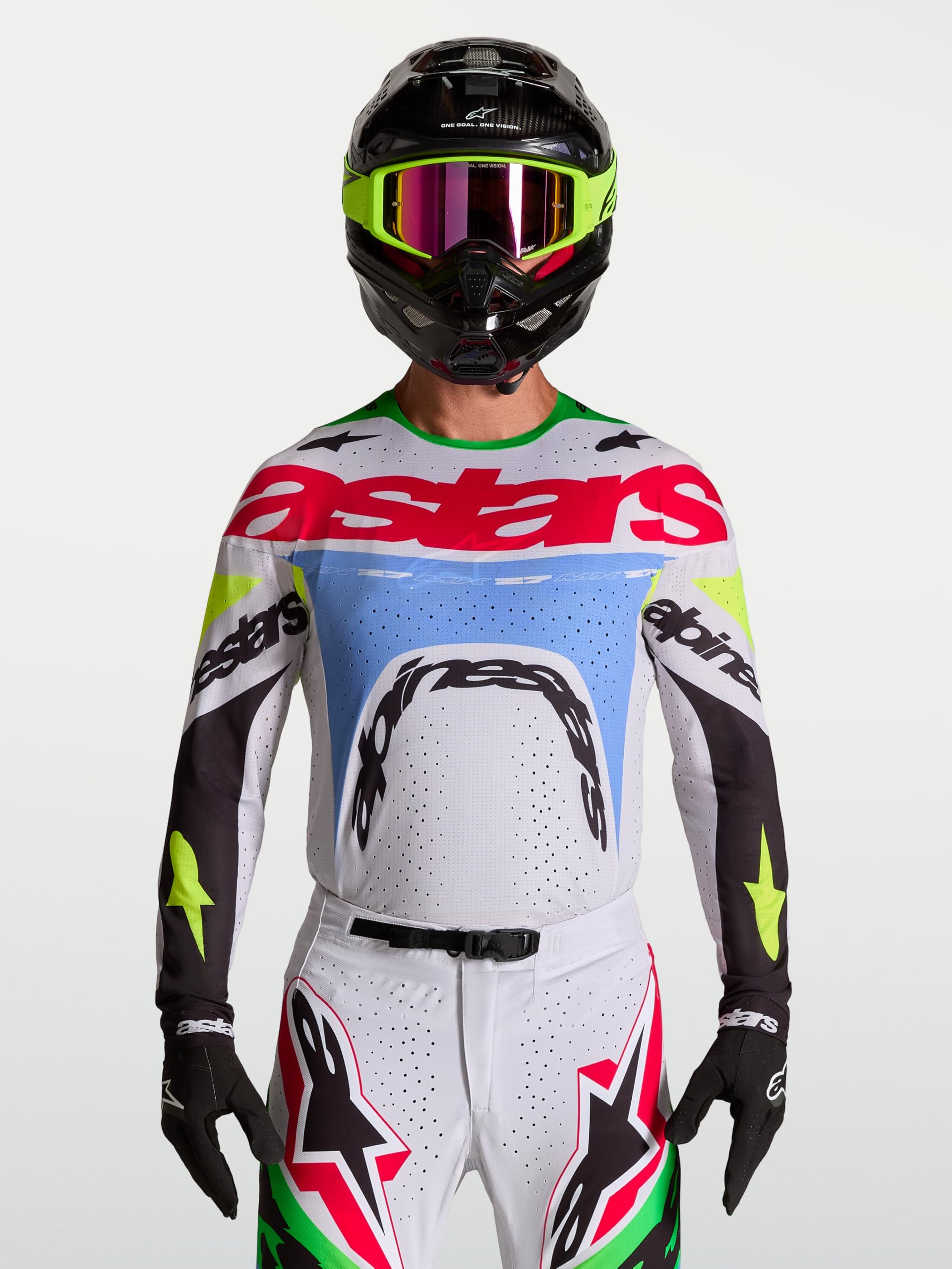 Alpinestars Supertech Dyna Maglia Motocross, viola/nero/verde, S