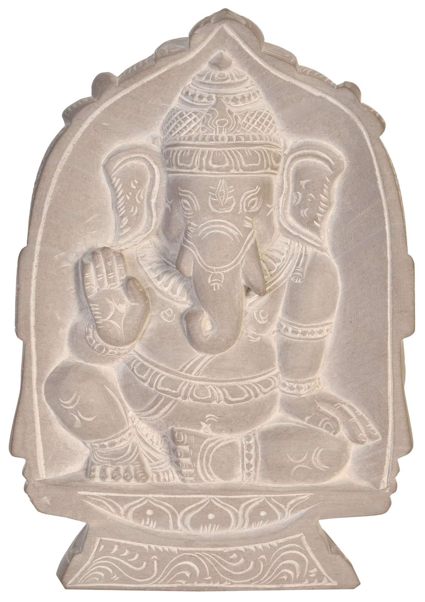 Exotic India Mukhalingam with Blessing Ganesha on Reverse - Stone Statue (Crafted in Mahabalipuram)