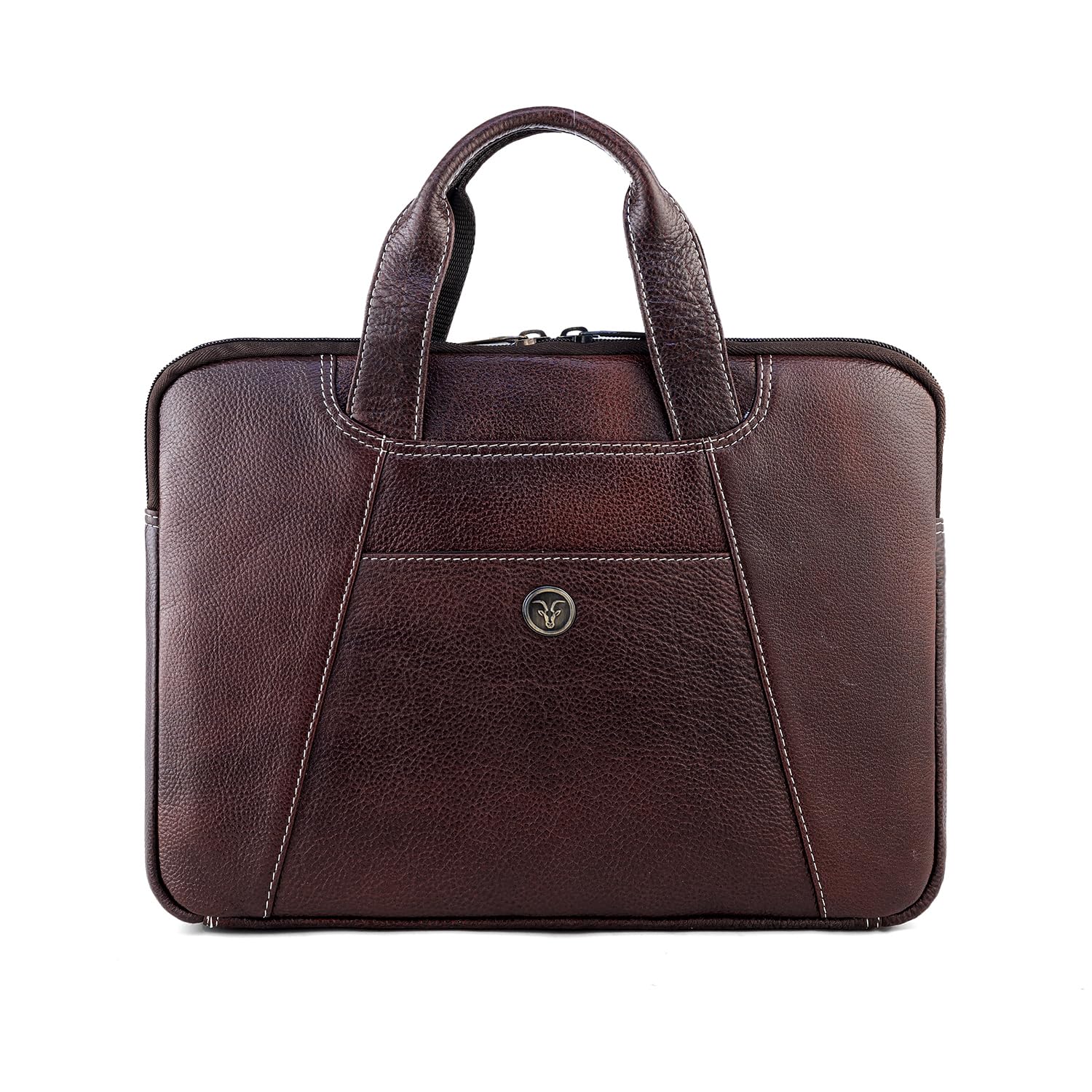 Genuine Leather Laptop Sleeve Bag Compatible With 13 Inch Laptops | Premium Vintage Leather Laptop Carry Case for Men| Slim Office Messenger bag with Handle |-image-22