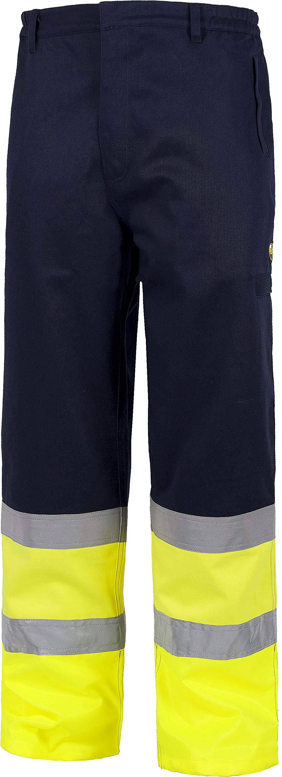 WORKTEAM Pantalón Ignífugo y Antiestático Alta Visibilidad, Tejido Modacrílico, Protección Soldadura Arco Eléctrico y Químicos, Cintas Reflectantes, Multibolsillos, Unisex