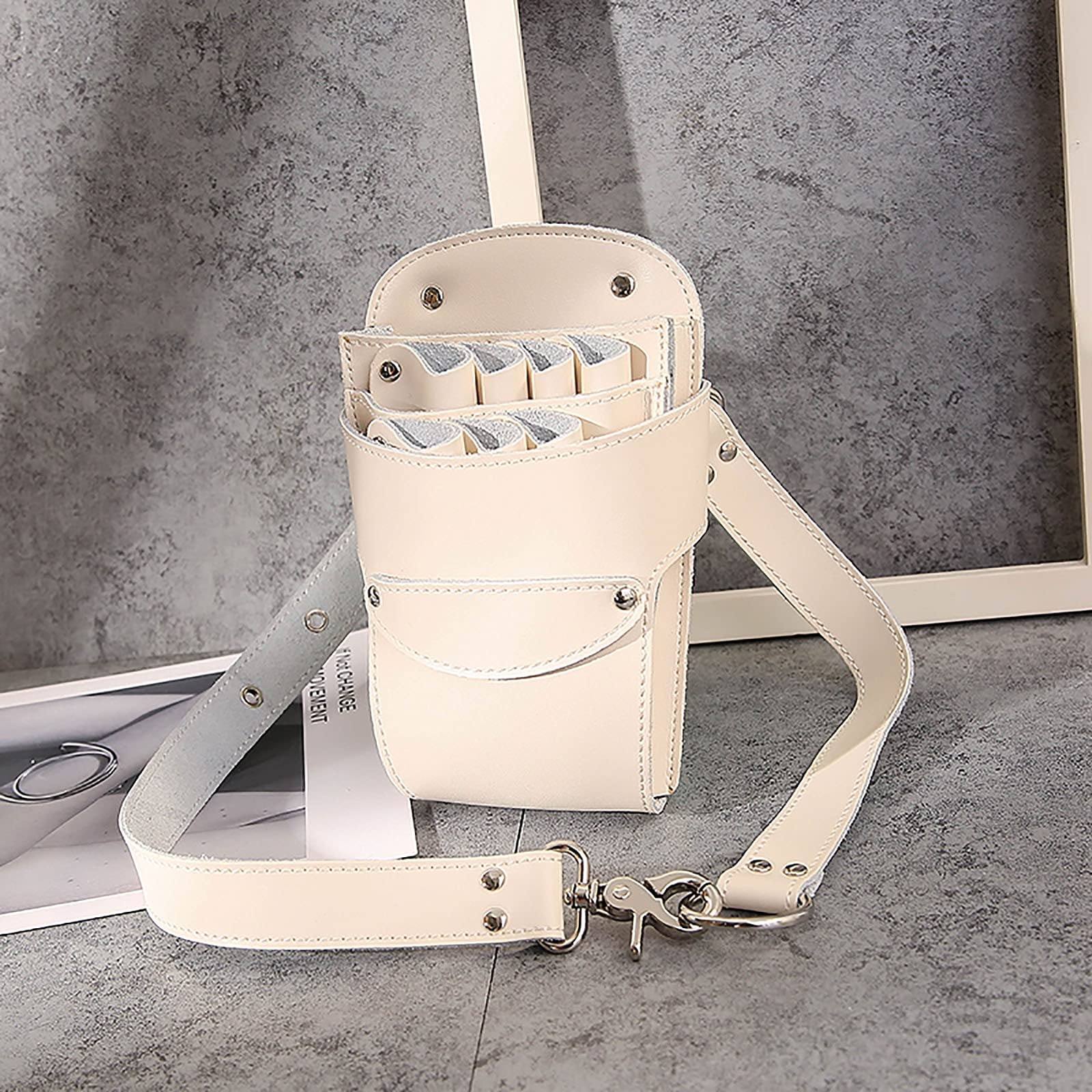 Amazon.co.jp: シザーケース 本革 7丁シザーバッグ 本革ベルト付き  