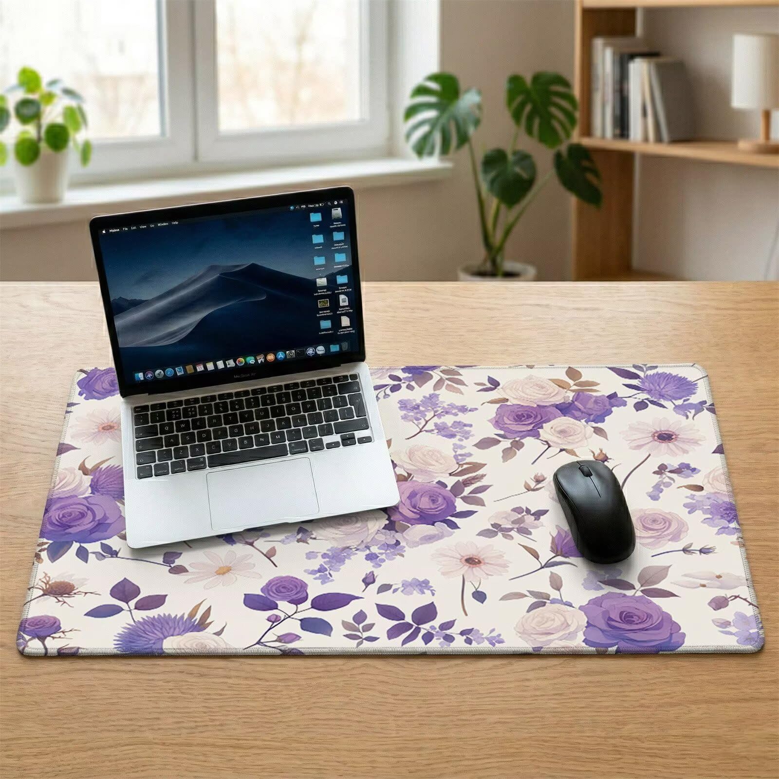Sottomano Scrivania Grande 1200 x 600 x 3 mm Viola Tappetino Tastiera Computer con Base Antiscivolo e Bordi Cuciti, Protezione Impermeabile, per Lavoro, Casa e PC Gamer, Regali Uomini (Rose) L-x8904