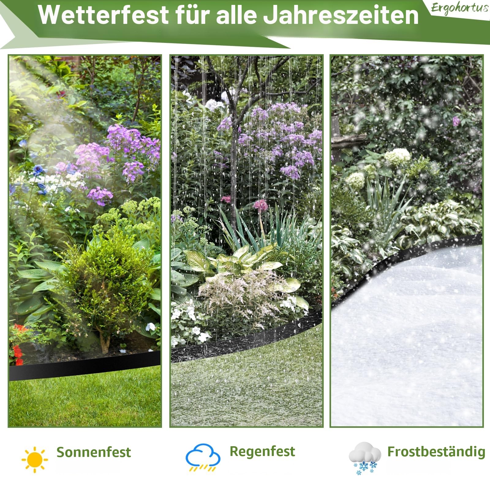 Rasenkante and Beeteinfassung – 10m Flexible Gartenkante aus Kunststoff (5cm hoch) mit 50 Erdspießen – für Beetbegrenzung, Mähkante, Rasenkanten & Beetabgrenzung, Schwarz