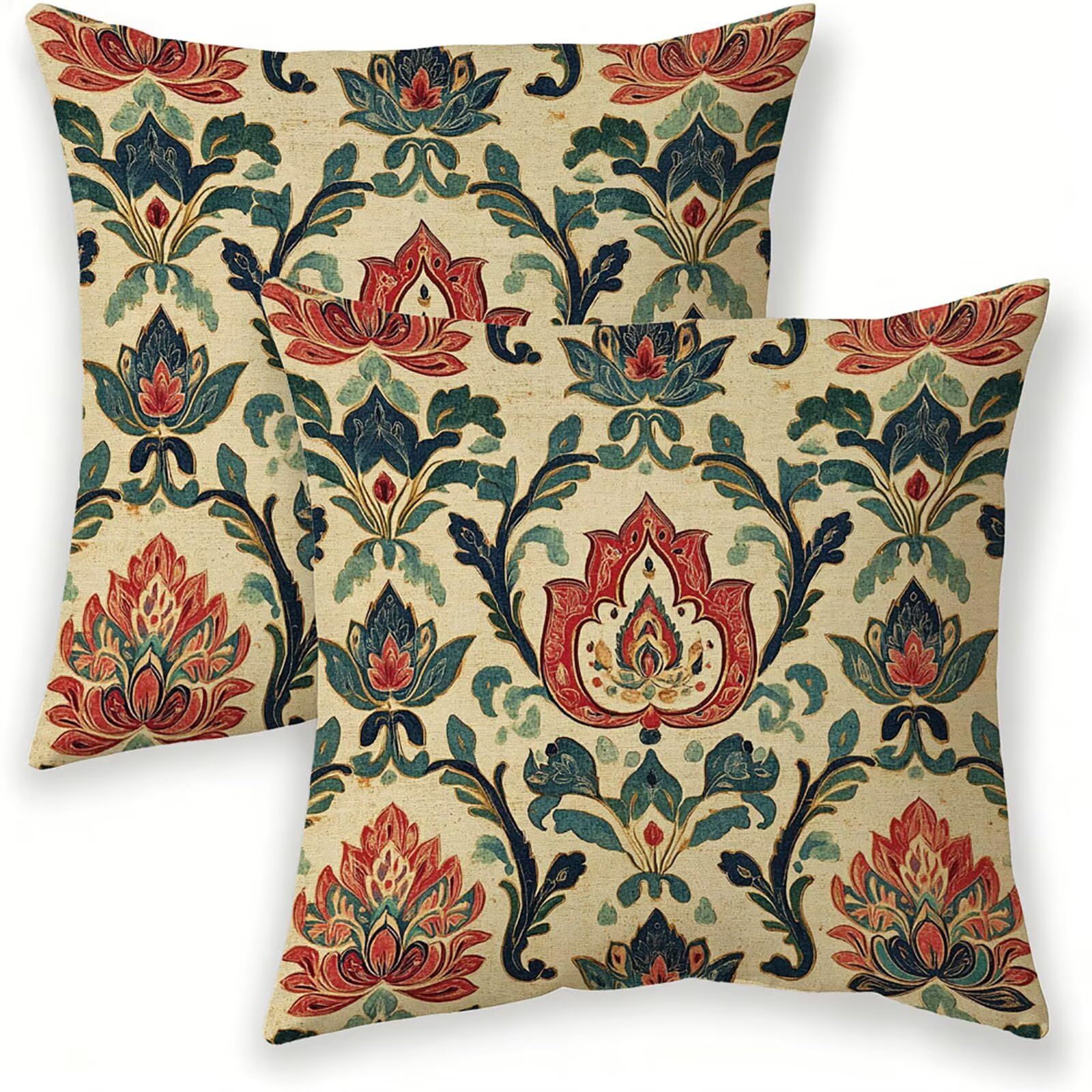Décoration printemps été : lot de 2 housses de coussin 80x80 cm en velours