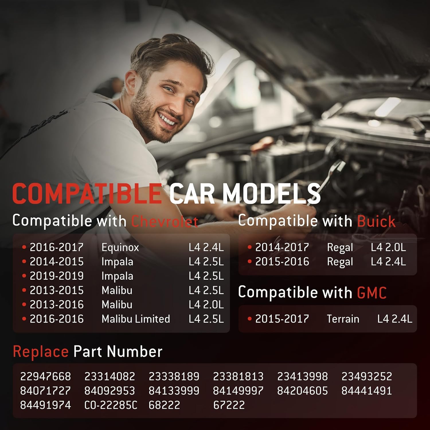 HYR Automotive Air Conditioning Compressor AC Compressor with Clutch Compatible with Chevrolet Equinox 16-17, Impala 14-15, Malibu 13-16, GMC Terrain 15-17, Buick Regal 14-17, 5 grooves, 22947668
