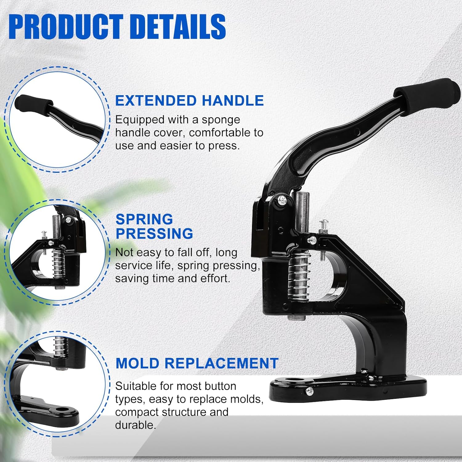 Manual Rivet Press Set, Hand Press Snap Riveter Eyelet Installation Tool for Buttons, Rivets & Eyelets on Leather Fabric (6/8/10mm) with 3 Snap Dies, 3 Rivet Dies, 325 Accessories