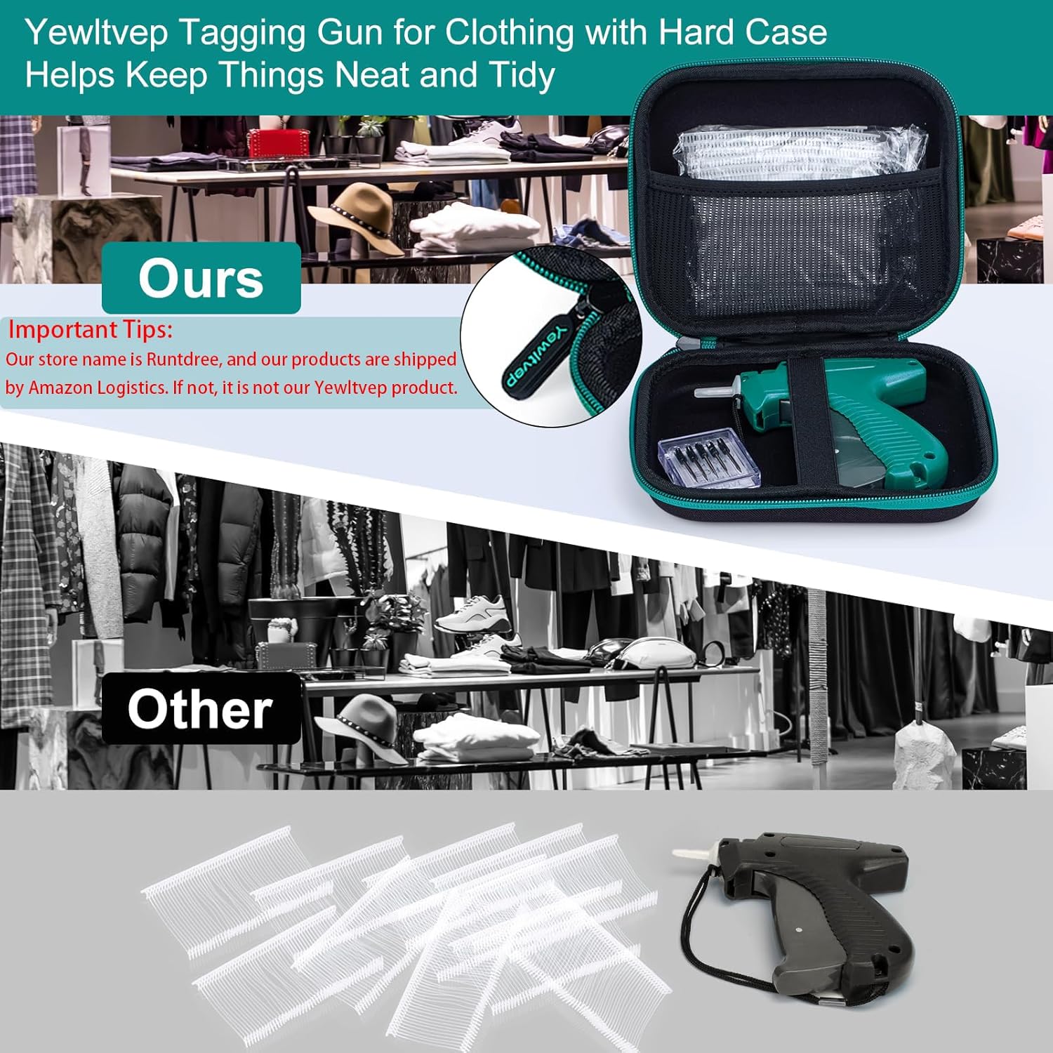 Tagging Gun for Clothing with Case, Standard Retail Price Tag Attacher Gun Kit for Clothes Labeler with 6 Needles, 1000pcs 2" Fasteners for Store Warehouse Consignment Yard Sale(Not Mini Stitch Gun) - Image 7