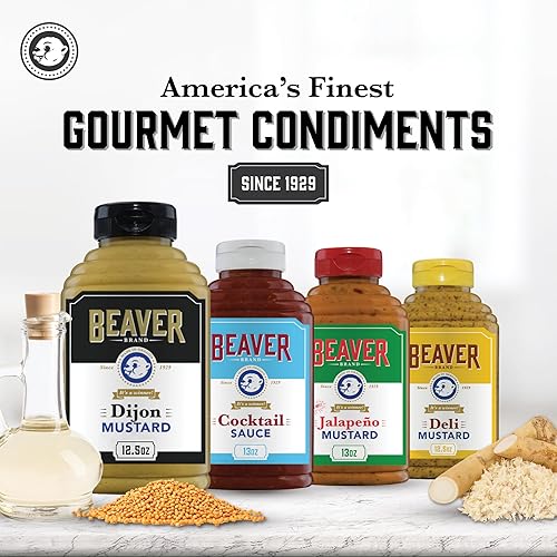 Miniatura 6 de Beaver Dijon - Mostaza picante con vino, botella exprimible de 12.5 onzas
