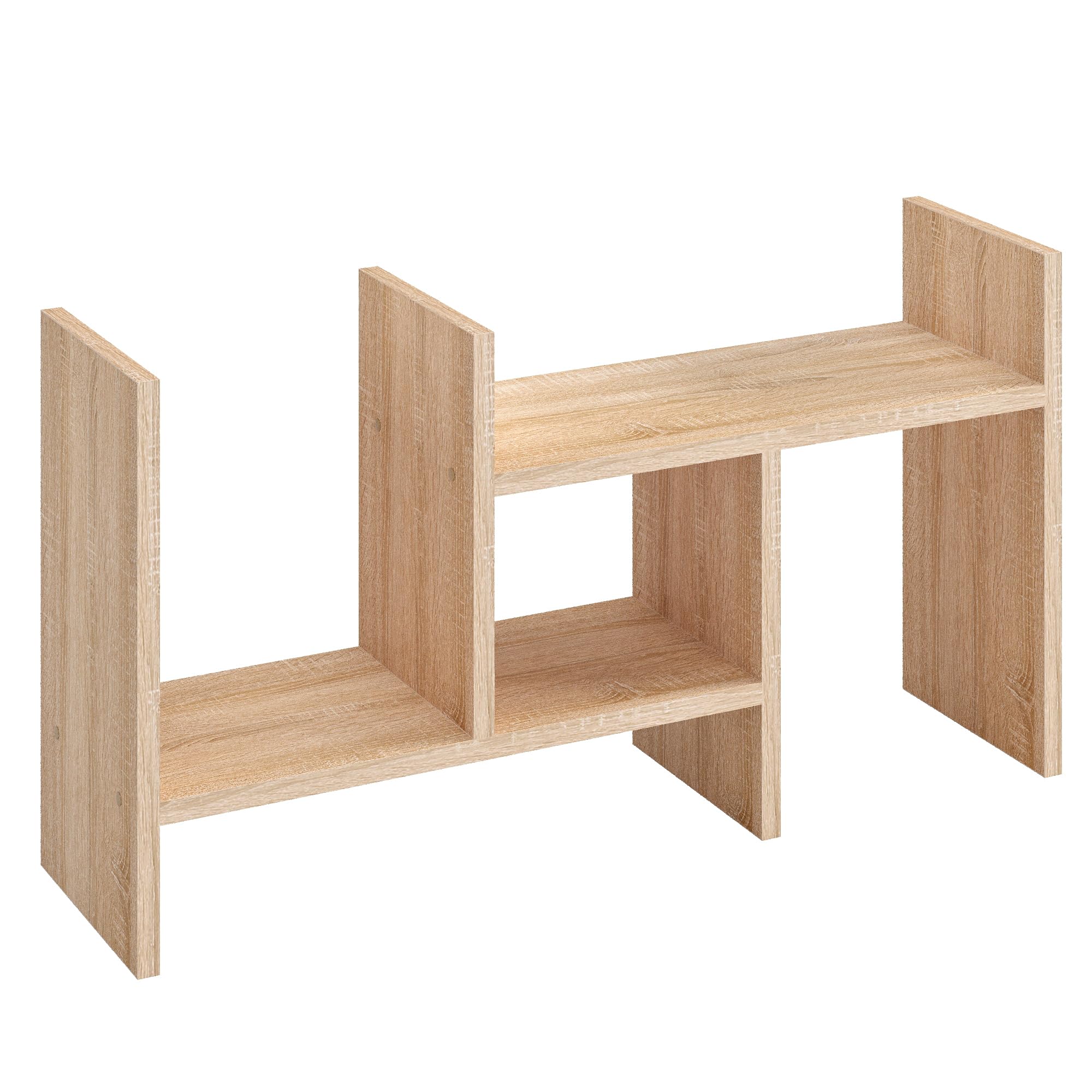 KOMTO Tischregal Schreibtisch Aufsatzregal - Regal Klein, Küchenregal Stehend für Arbeitsplatte, Desktop Bücherregal Sonoma Eiche | Shelf K 51-97 х 20 х 40 cm