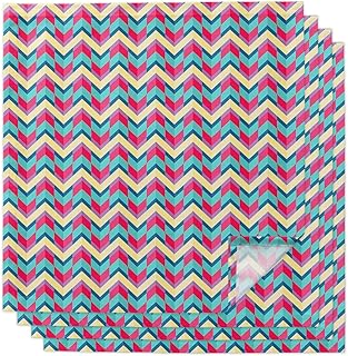 Cloth Napkin, Modern Ripple Geometric Art Absorbent Linen Napkins Reusable Washable Yellow Waves Kitchen Table Napkin Cloth Cocktail Napkins for Weddings Party 4 Packs 20 x 20 in