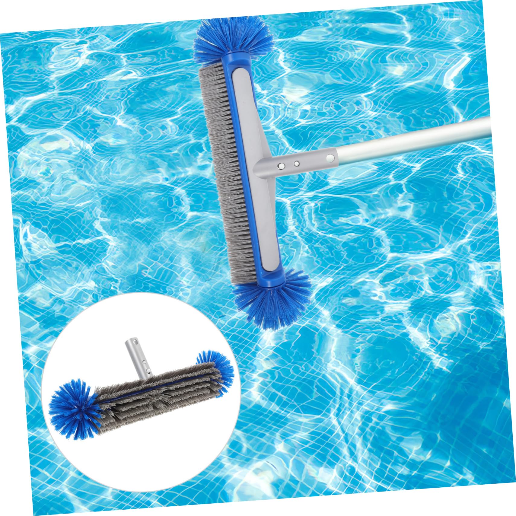 iplusmile Brosse de Piscine Robuste en Nylon et Aluminium avec Manche Ergonomique pour Nettoyage des Murs de Piscine et Camping