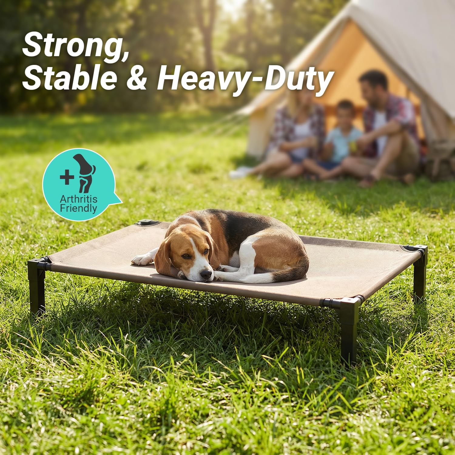 Niubya Elevated Outdoor Dog Bed, Cooling Elevated Pet Cot, Steel-Framed and Non-Slip Feet, Raised Dog Bed with Waterproof, Washable, Breathable Teslin Mesh, 35in - image 6