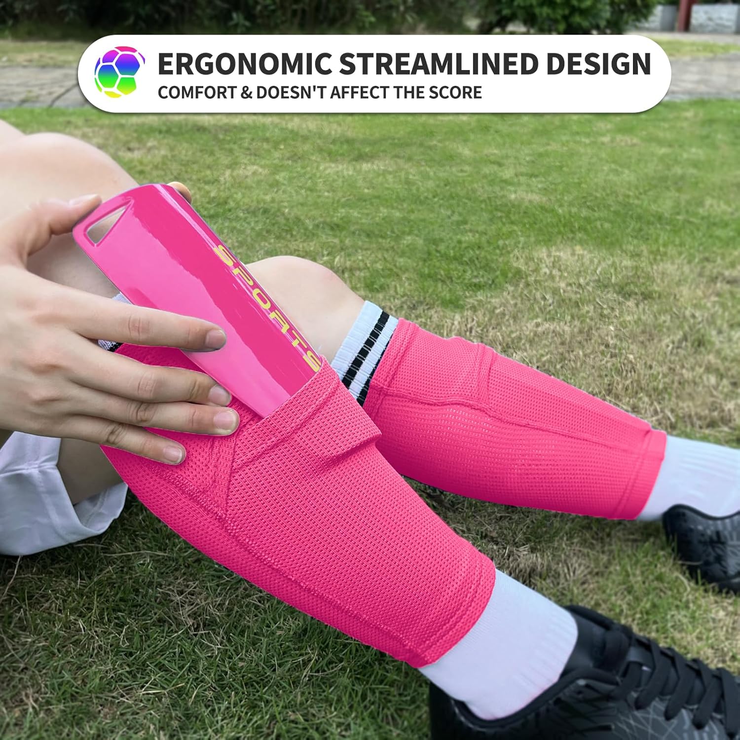 Kids Youth Soccer Shin Guards with Sleeves, Slip in Shinguards Soccer Shin Pads for 3-15 Years Old Boys Girls Child Teens - Image 3