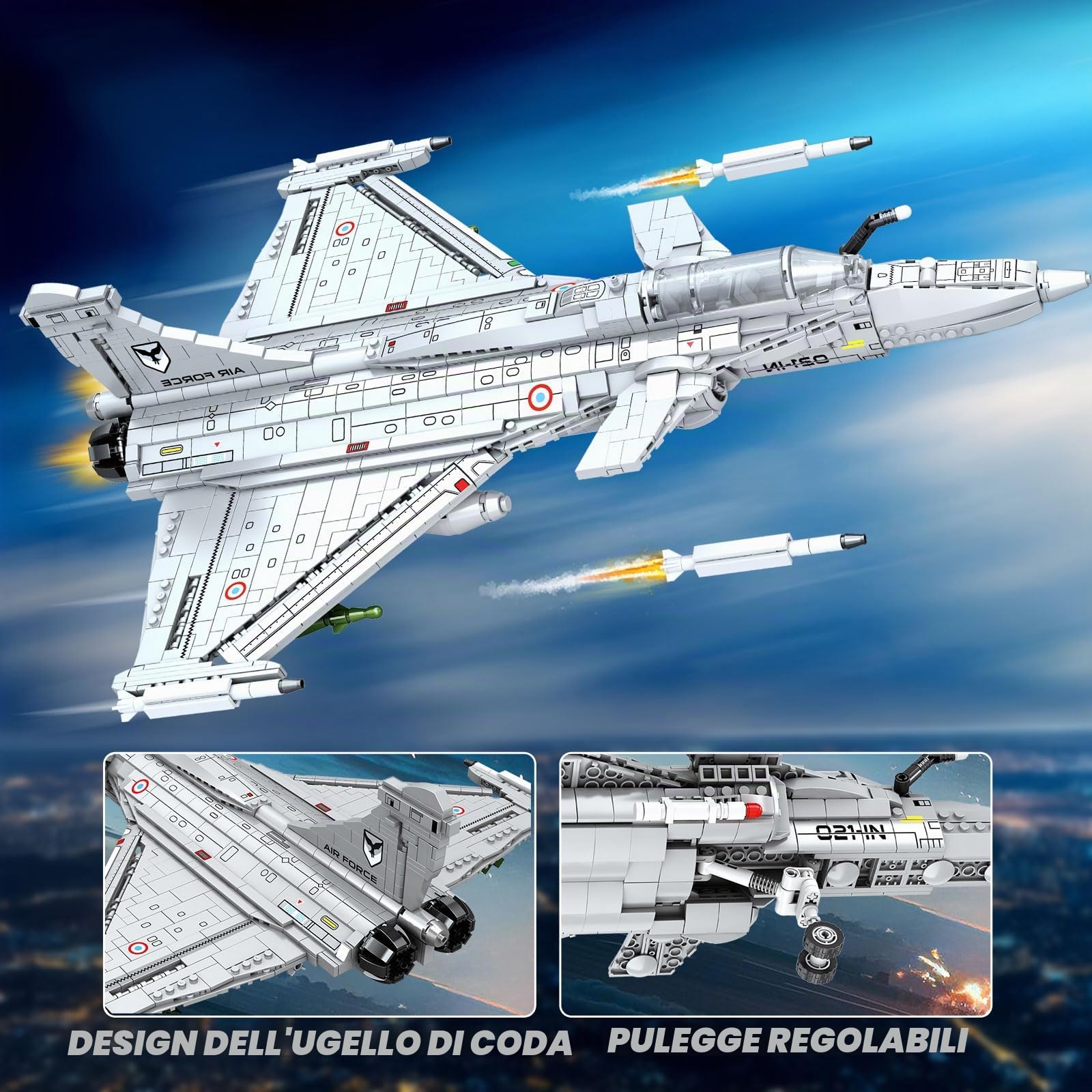 Reobrix Set di costruzione di aerei da caccia, kit modello di aereo militare per adulti, modello giocattolo di aereo da caccia tecnico, 33035 regalo da collezione per ragazzi e ragazze dai 14+