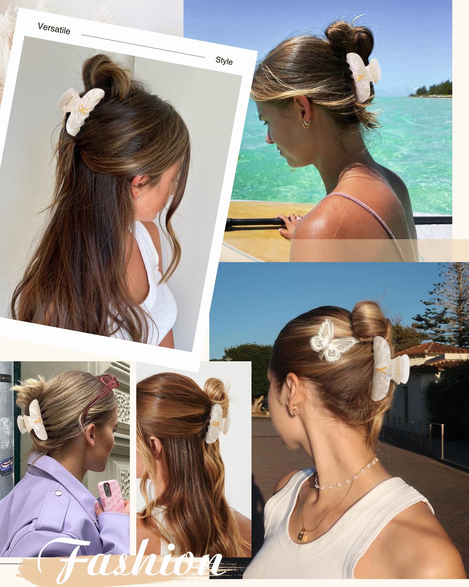 HAIMEIKANG Haarspangen aus Acryl für Frauen – niedliche Haarklammern für Braut, Monogramm, Alphabet, Haarspange, große Haarklammer für dickes Haar