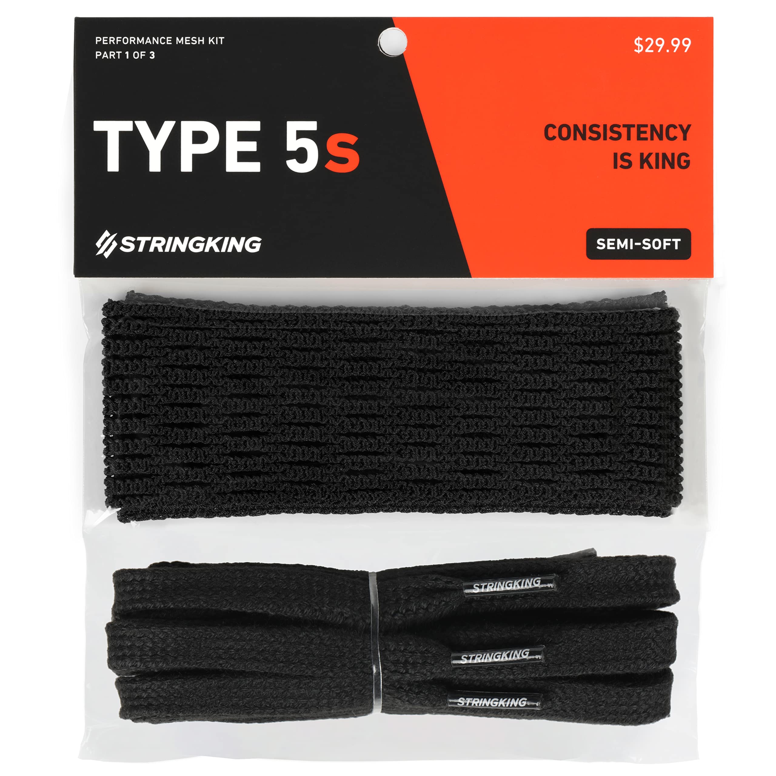 StringKing Type 5s Semi-Soft Lacrosse Mesh Kit with Mesh and Strings