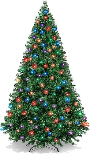 Best Choice Products Árbol de Navidad artificial preiluminado de 6 pies con bisagras para el hogar, oficina, decoración de fiesta con 1,000 puntas