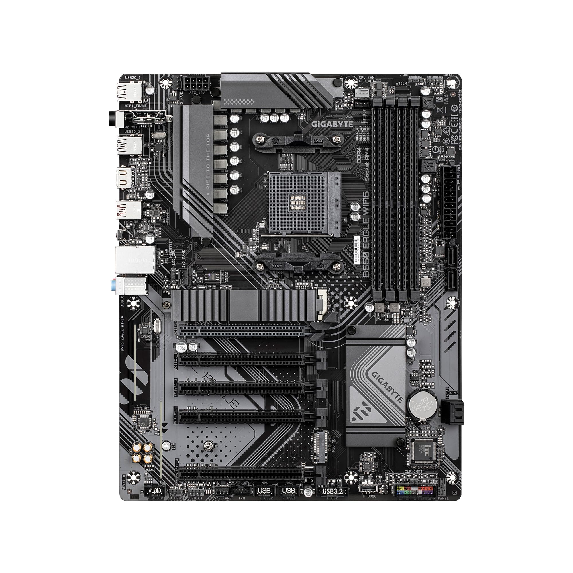 GIGABYTE Płyta główna B550 EAGLE WIFI6 - procesory AMD Ryzen 5000 serii G, 10+3+1 fazy VRM, do 3200 MHz DDR4, 1 x PCIe 4.0 + 1 x PCIe 3.0 M.2, 1 GbE LAN, WIFI 6, USB 3.2 Gen 2