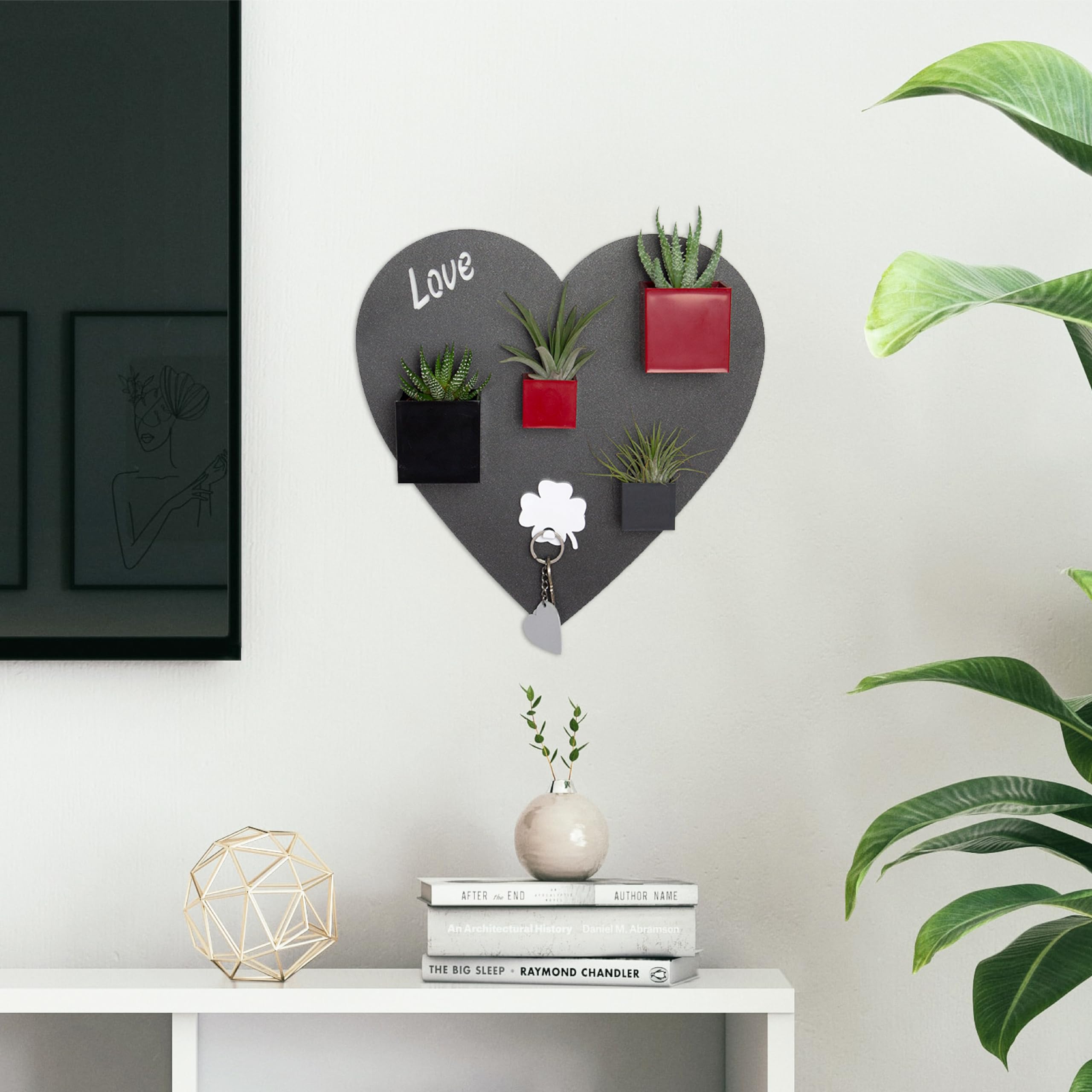 KalaMitica - Lavagna Magnetica da Parete - Scrivibile con Gessetti e Cancellabile - Cuore - Nero Antracite - 33x33 cm