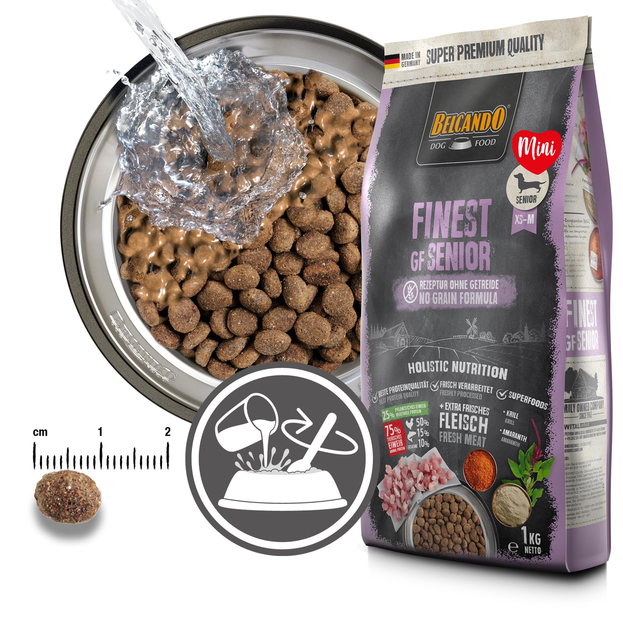 BELCANDO Finest GF Senior [12,5 kg] getreidefreies Hundefutter | Trockenfutter für ältere und empfindliche Hunde | Alleinfuttermittel für Hunde ab 1 Jahr
