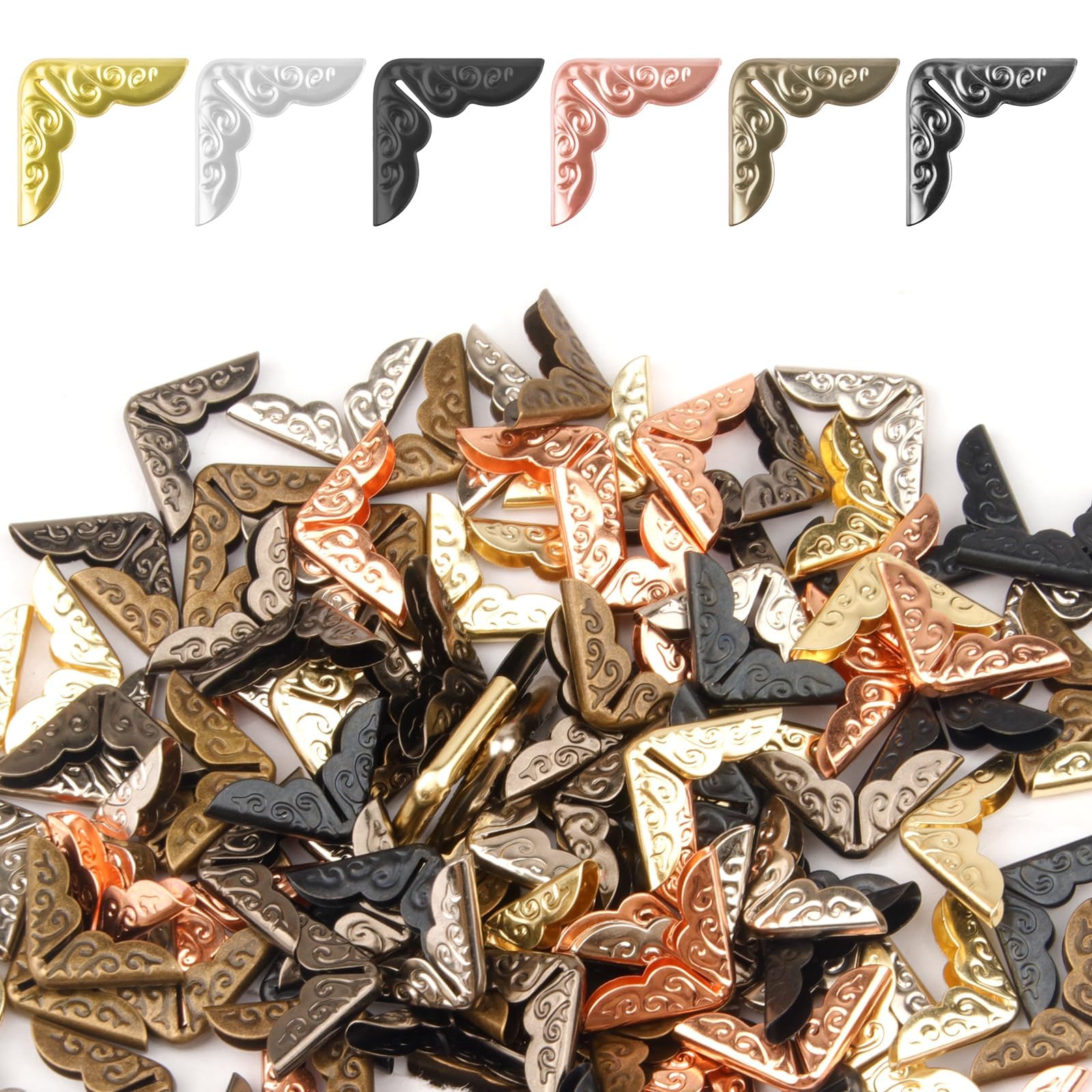 120PCS Metal Book Corner Protectors, Vintage Metal Book Corner Protector for Photo Album, Notebook Cover Book Protector/Book Scrapbooking Corner