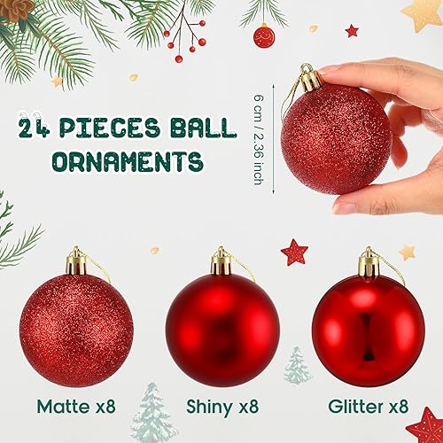 Miniatura 3 de Syhood 40 adornos para árbol de Navidad, 24 piezas de adornos de bola de Navidad de 2.36 pulgadas, 15 piezas de 3.94 pulgadas, 4.72 pulgadas, adorno