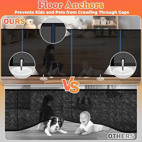 Miniatura 4 de Puerta retráctil para perros de 19.7 pies Puerta de seguridad para niños extra ancha expandible de 236 pulgadas, puerta de malla para mascotas