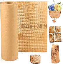 Papel de nido de abeja, 30 cm x 30 m, rollo de papel de panal, rollo de embalaje para reubicación, envío de artículos frágiles y cajas de regalo, alternativa al plástico de burbujas