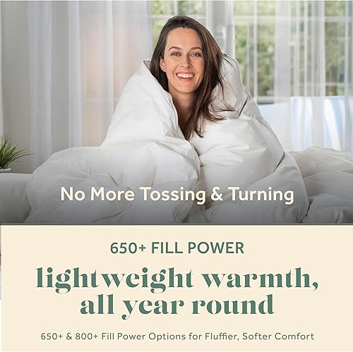Miniatura 5 de ComfyDown Goose Down White Comforter - Made in USA - 100% Egyptian Cotton 400 Thread Count Cover, 650+ Fill Power, Light Weight, All Season Washable