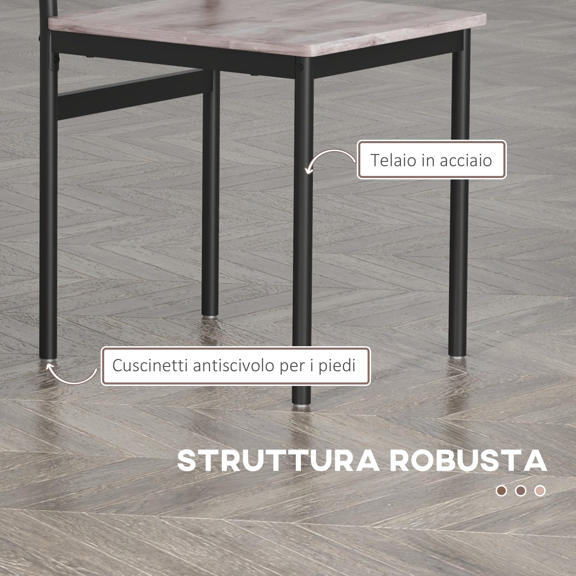 HOMCOM Set Tavolo e Sedie 5 Pezzi Salvaspazio con Tavolo da Cucina Rettangolare 110x70x75 cm e 4 Sedie Moderne 40x43x86 cm, in MDF e Acciaio, Marrone e Nero