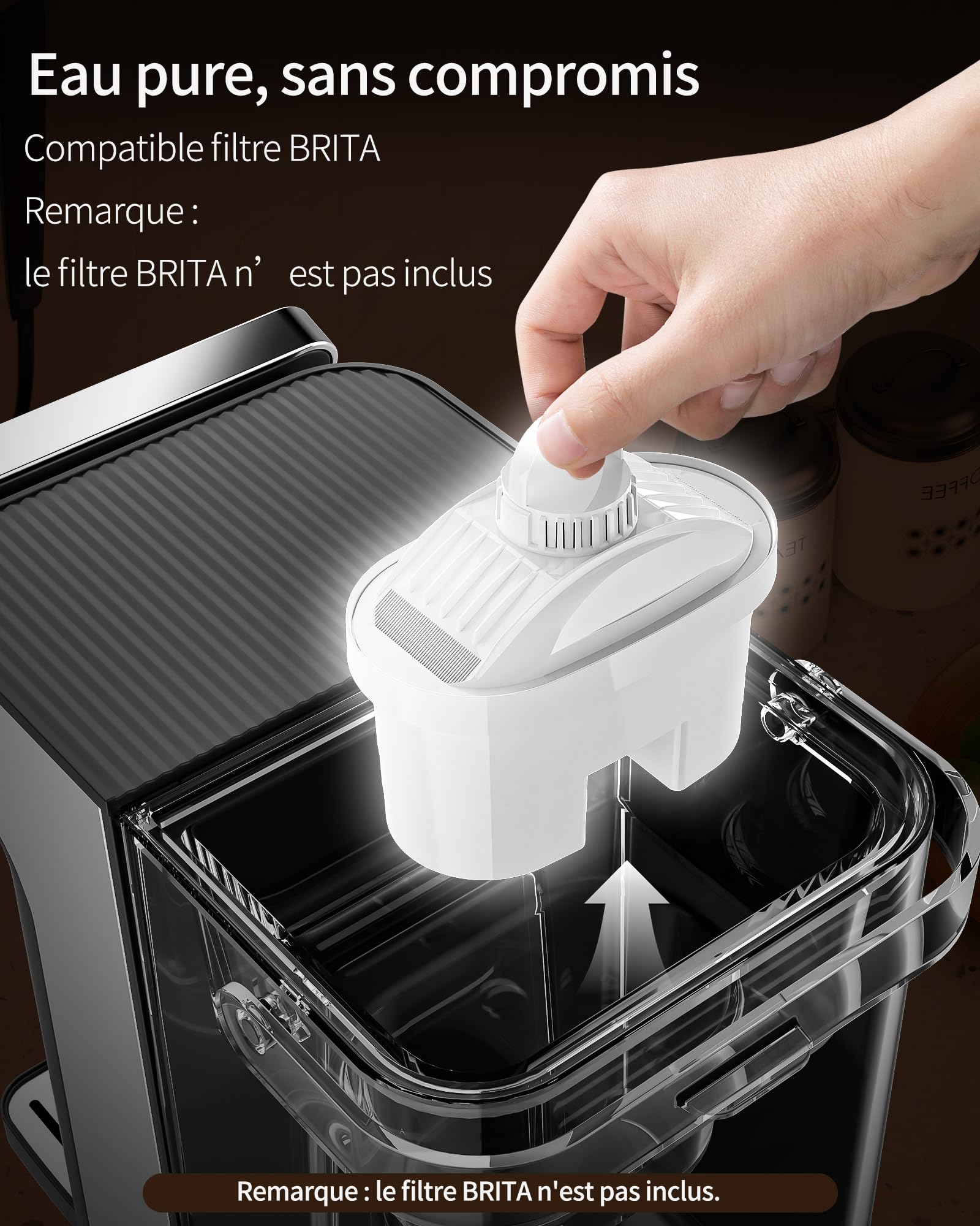 Distributeur d'eau chaude KEI906 (sans filtre) – 2600 W d'eau chaude en quelques secondes, 4 niveaux de température et 5 quantités d'eau, réservoir de 3 l, compact pour cuisine et bureau