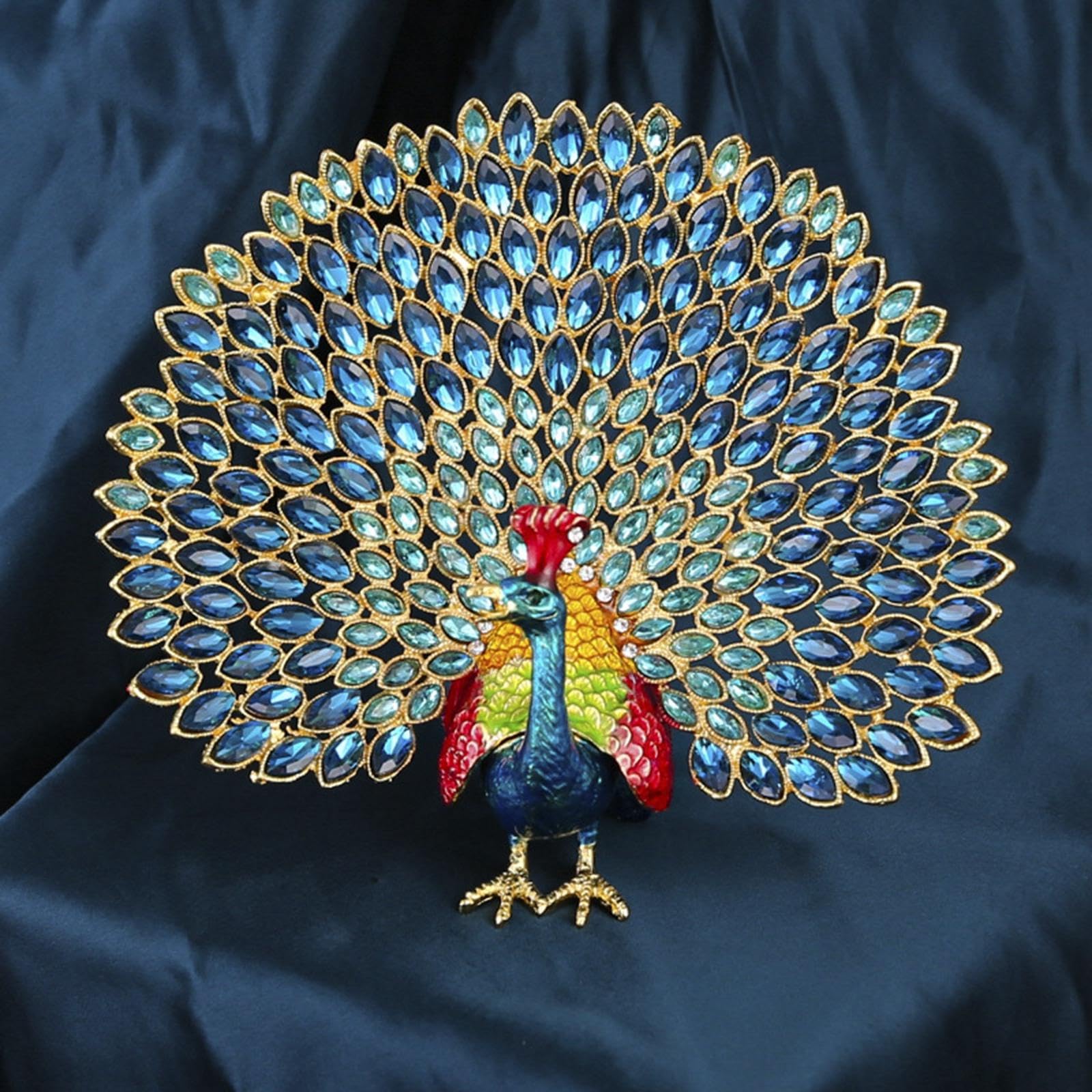 青と金の孔雀の置物