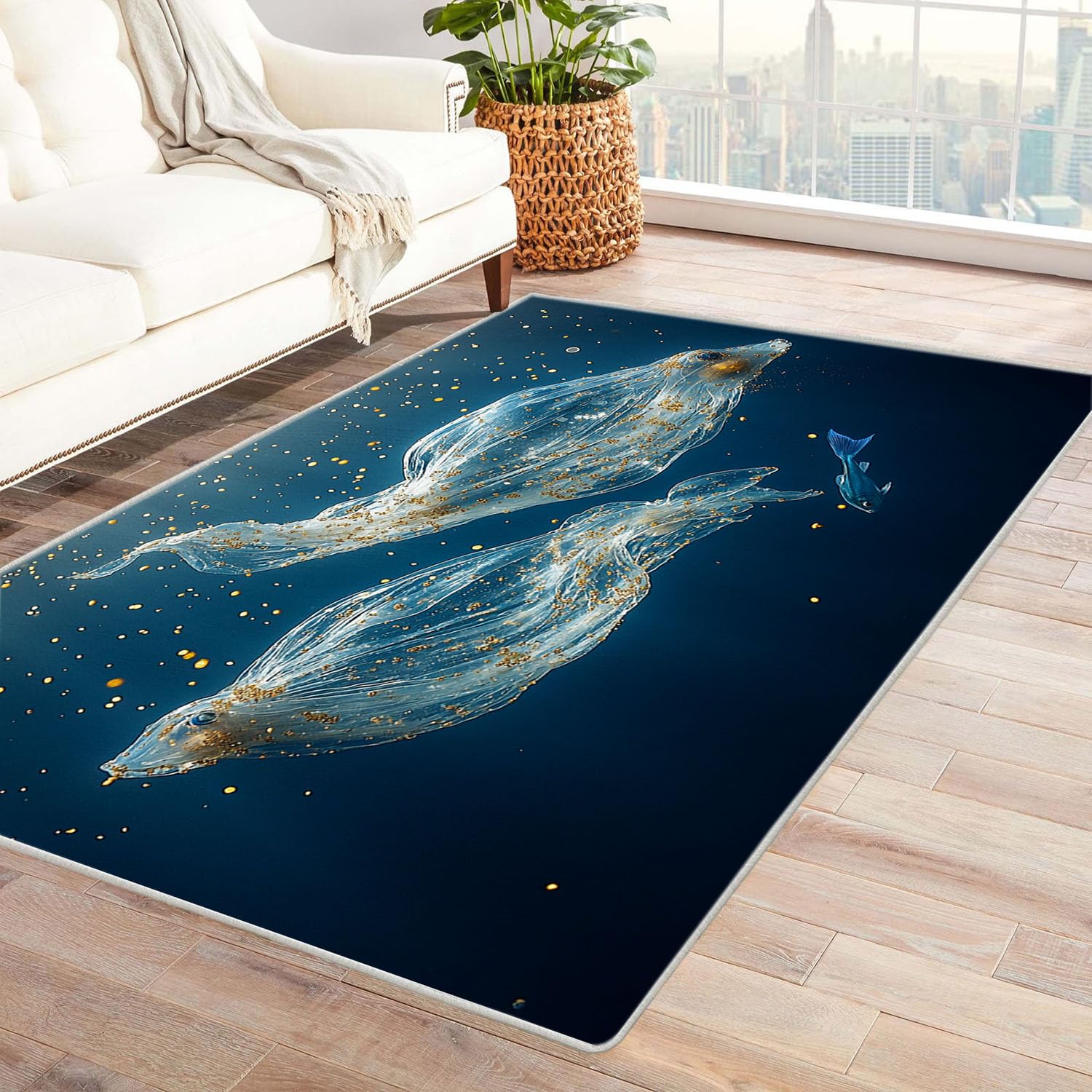 3D Tapis lavable orange 60x90cm et paillasson de salon ocean