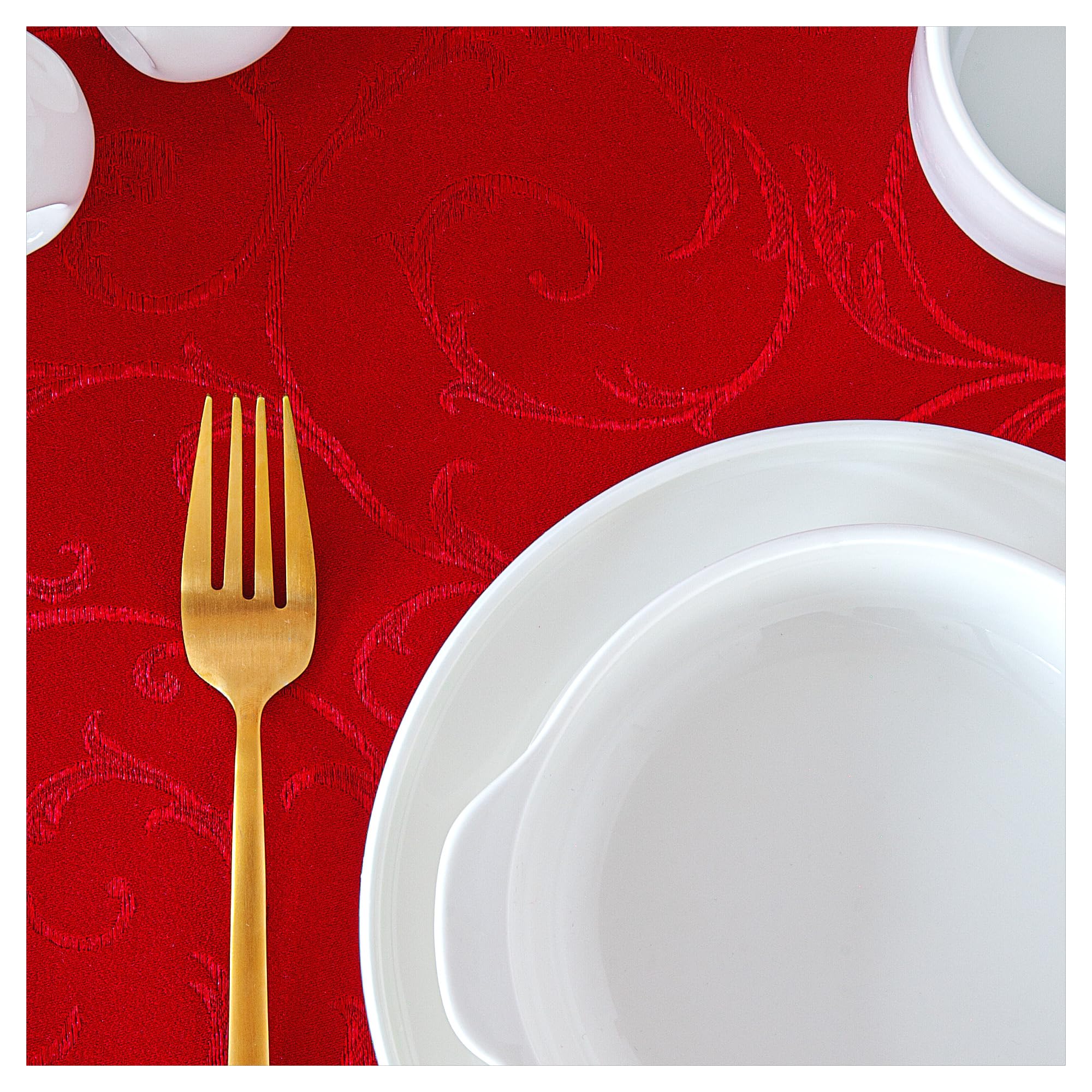 StoffTex Nappe de Noël - Nappe de Noël - Durable et résistante aux rayures - Décoration de table festive de Noël (rouge bordeaux, style 3, 140 x 300 cm)