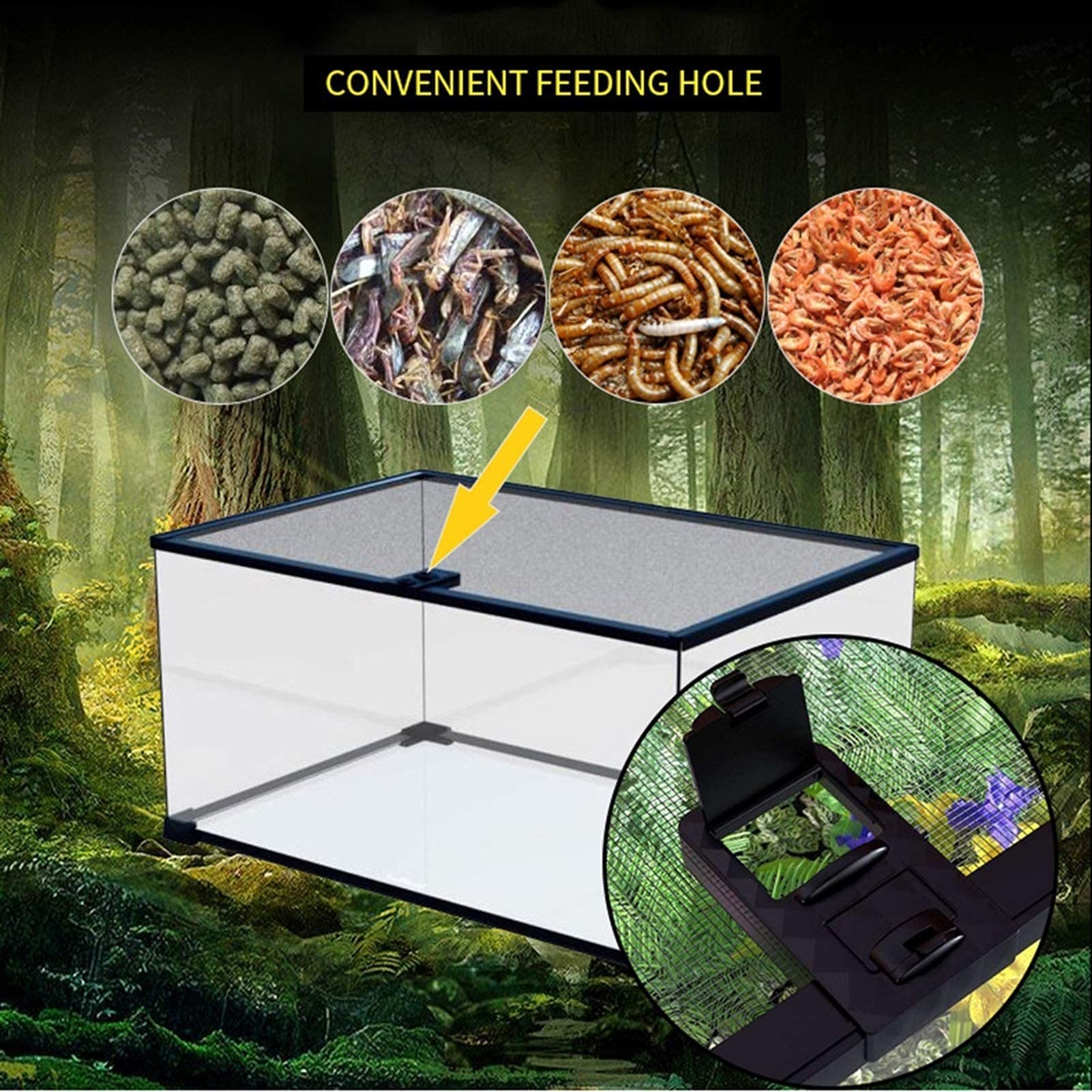 Terrario Serpiente Acrílico para Jaula de Serpiente Tortuga Lagarto - Caja de Transporte Portátil Caja de Serpiente Lagarto Araña
